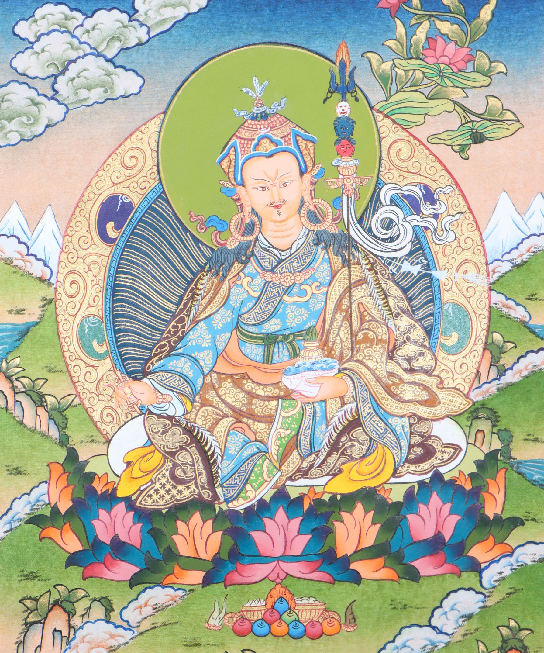 Guru thangka painting is a masterpiece that reflects the beauty and wisdom of the Himalayan culture.