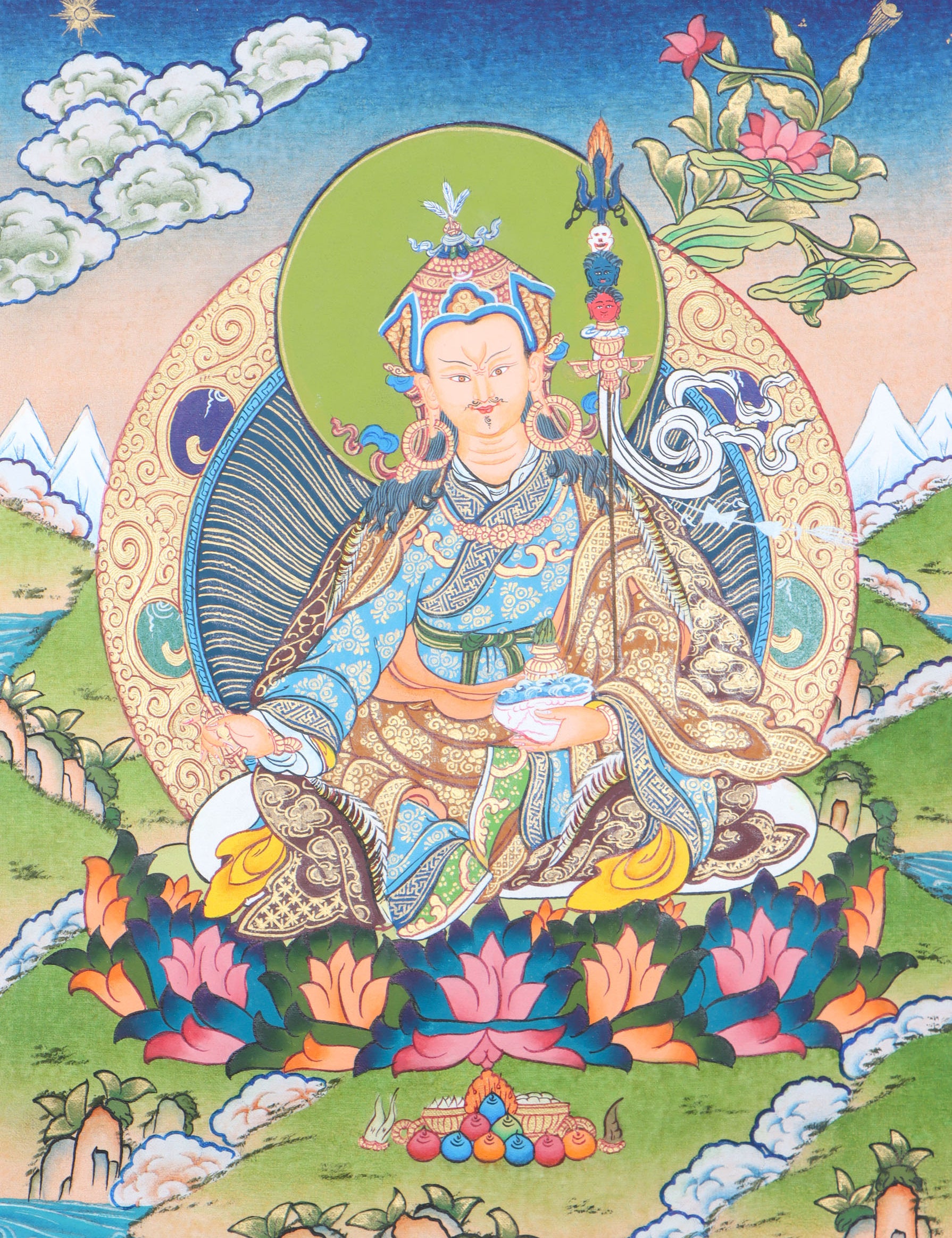 Guru thangka painting is a masterpiece that reflects the beauty and wisdom of the Himalayan culture.