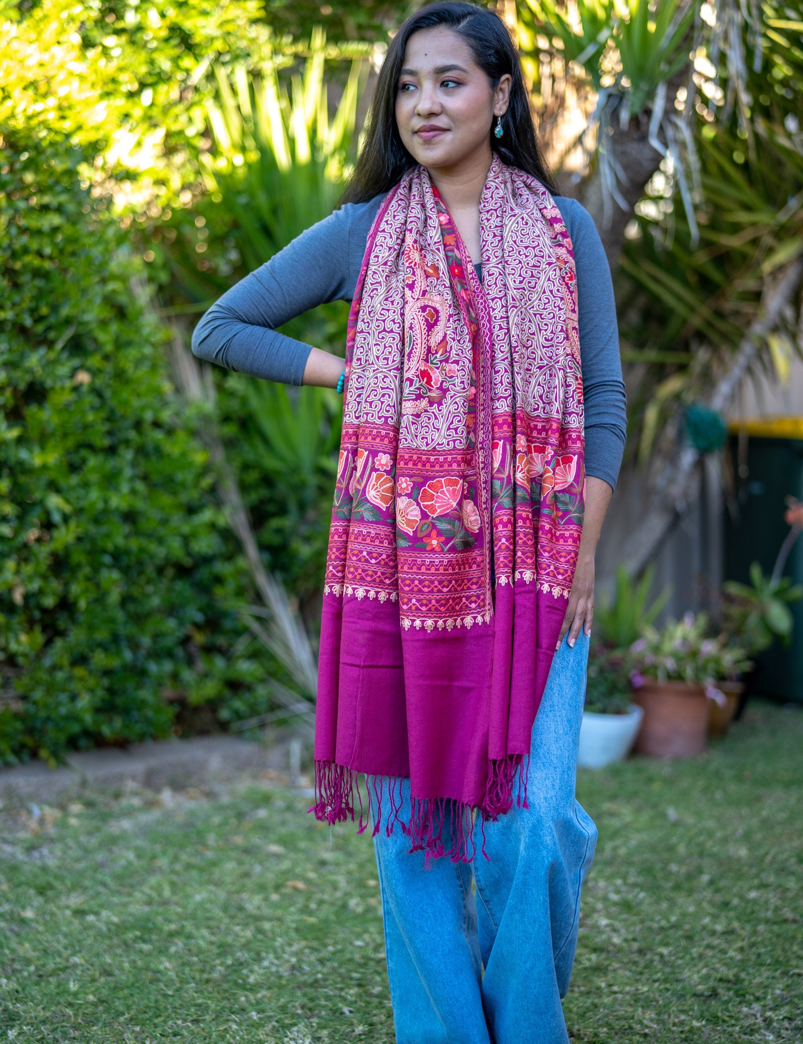 Heavy Embroidery Pashmina Shawl