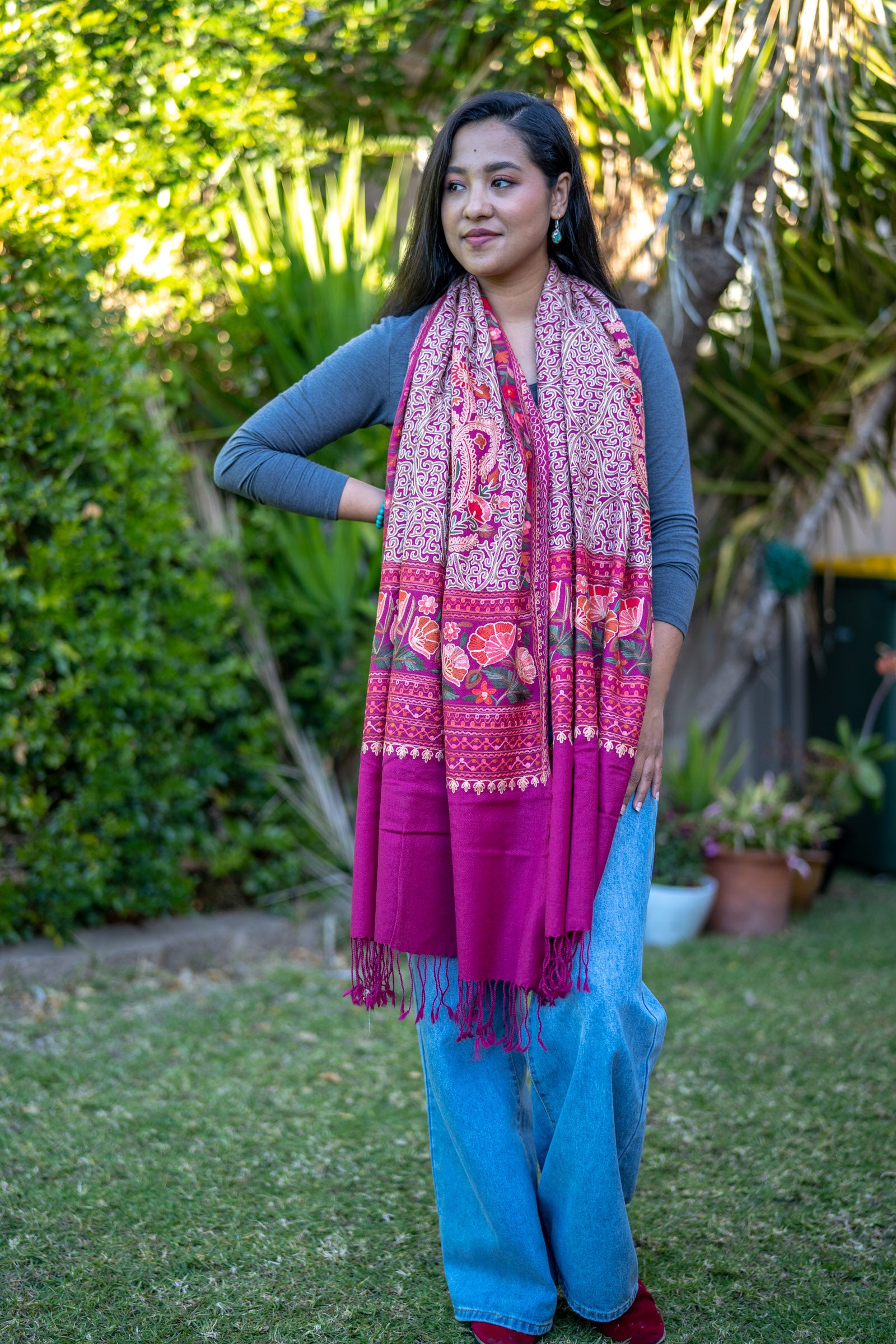 Heavy Embroidery Pashmina Shawl