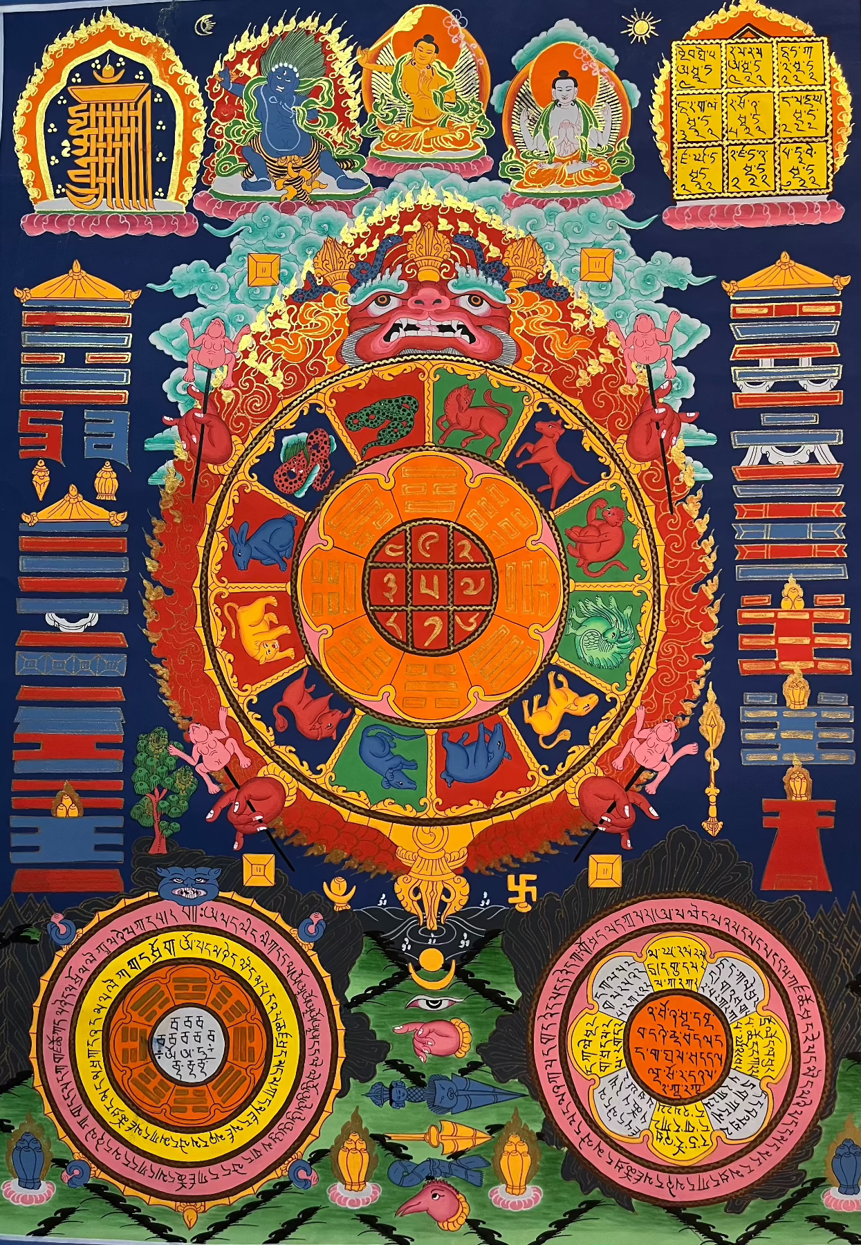  Tibetan Astrology Calendar - Handpainted Art