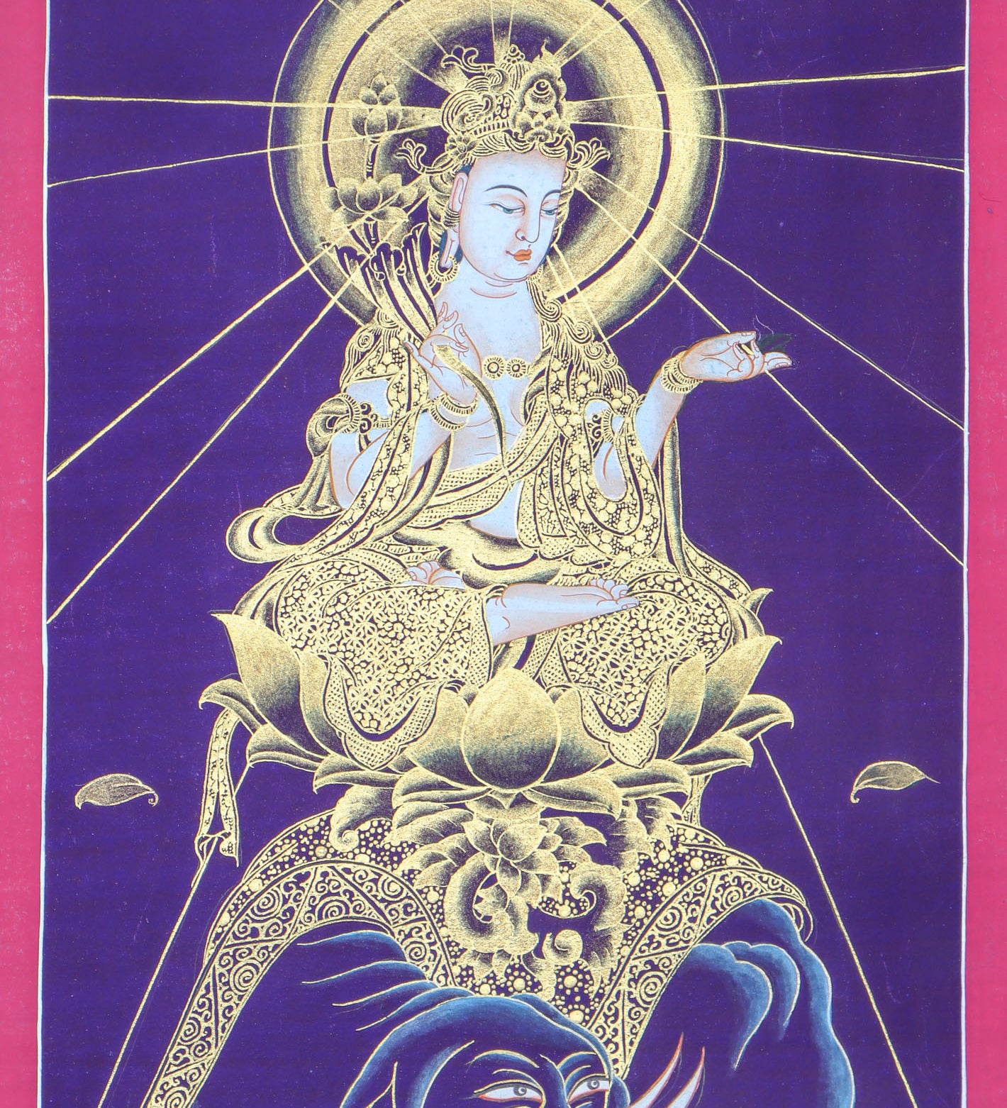 Japanese Buddha Thangka Painting for wall hanging decor.