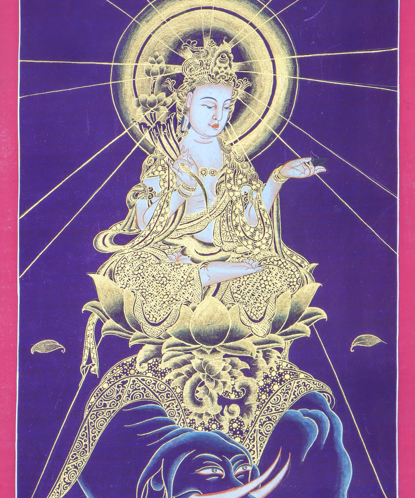 Japanese Buddha Thangka Painting for wall hanging decor.