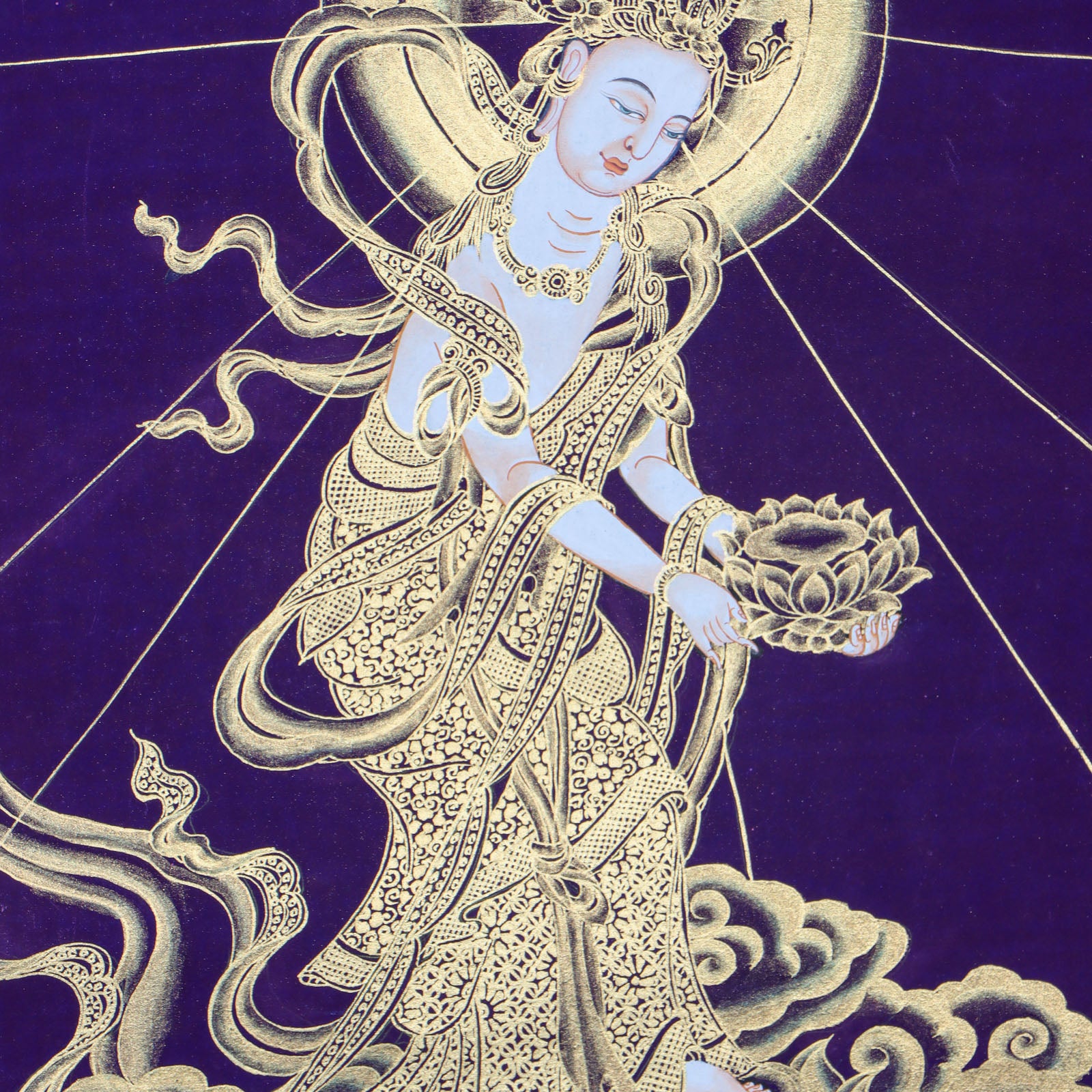 Japanese Buddha Thangka Painting - Handpainted Art