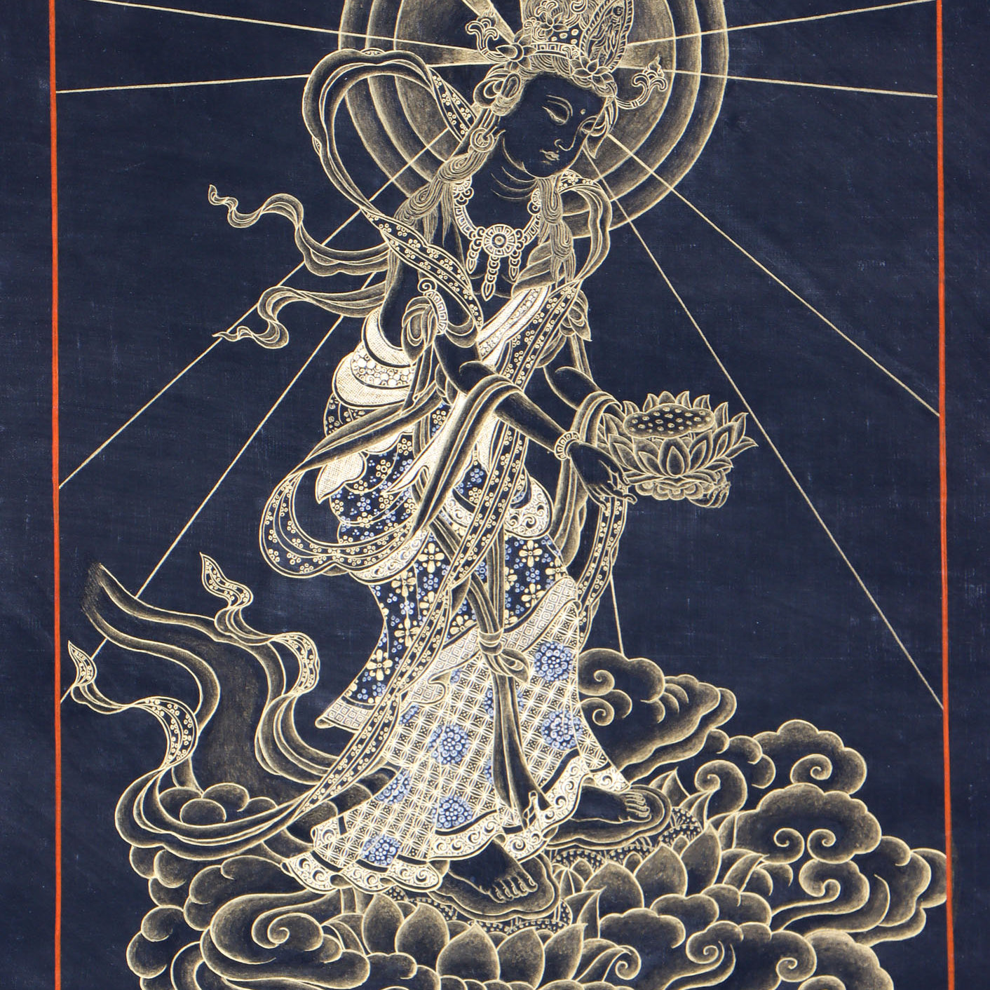 Japanese Buddha Thangka Painting - Tibetan Art on Cotton Canvas