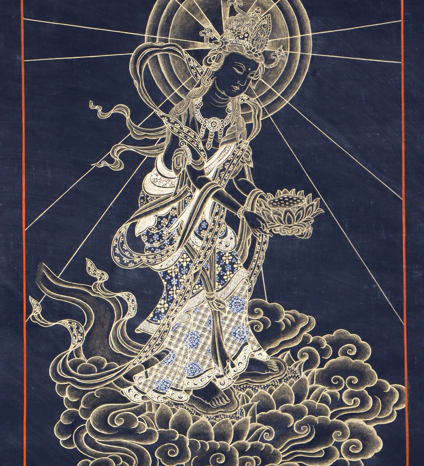 Japanese Buddha Thangka Painting - Tibetan Art on Cotton Canvas