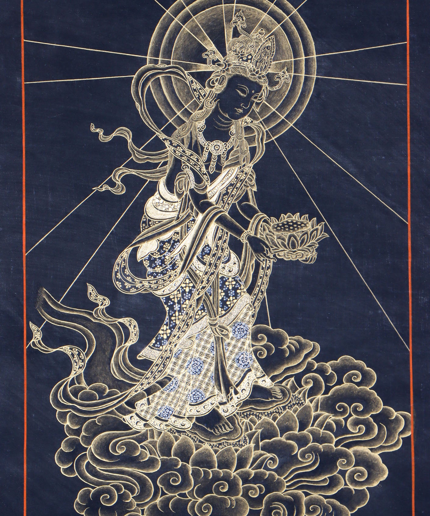 Japanese Buddha Thangka Painting - Tibetan Art on Cotton Canvas