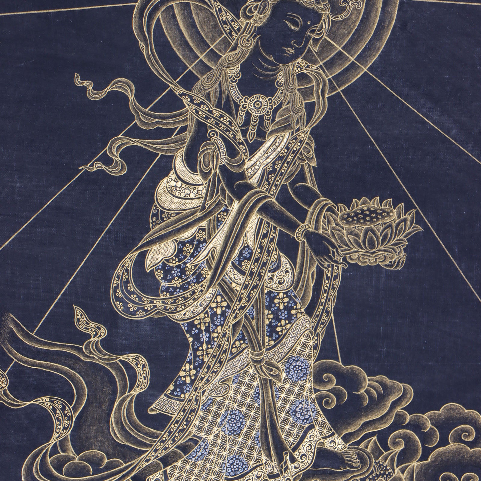 Japanese Buddha Thangka Painting - Tibetan Art on Cotton Canvas