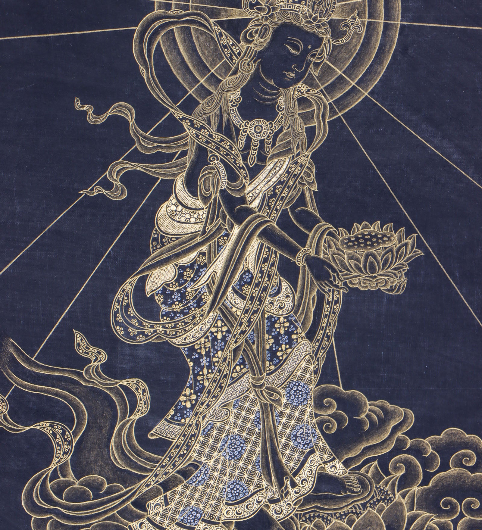 Japanese Buddha Thangka Painting - Tibetan Art on Cotton Canvas