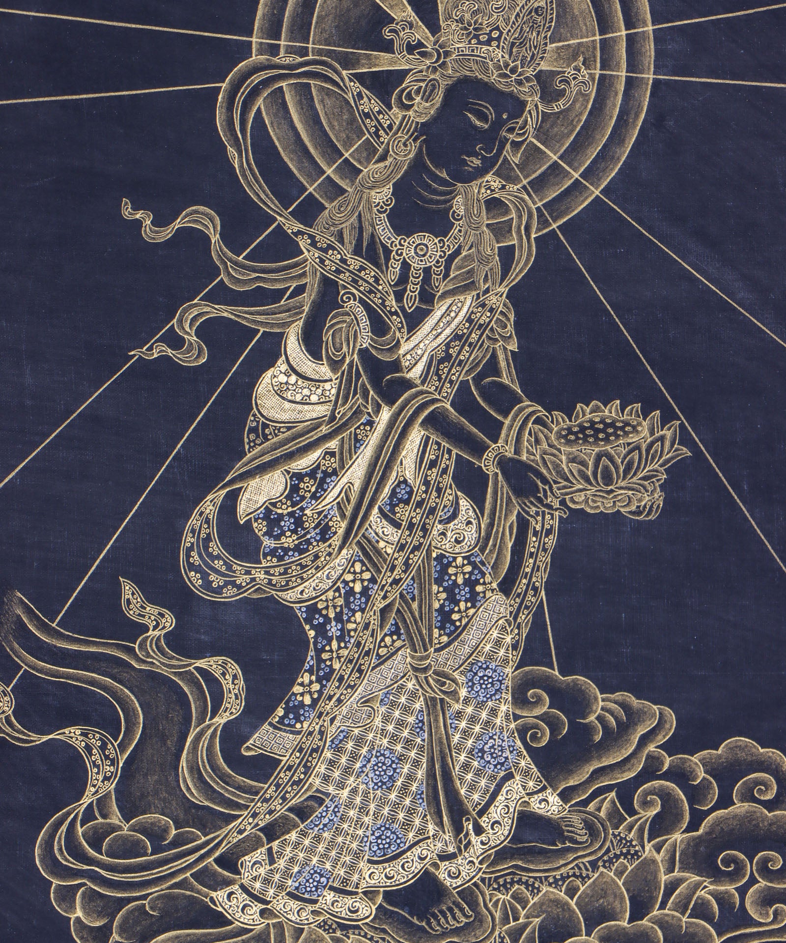 Japanese Buddha Thangka Painting - Tibetan Art on Cotton Canvas