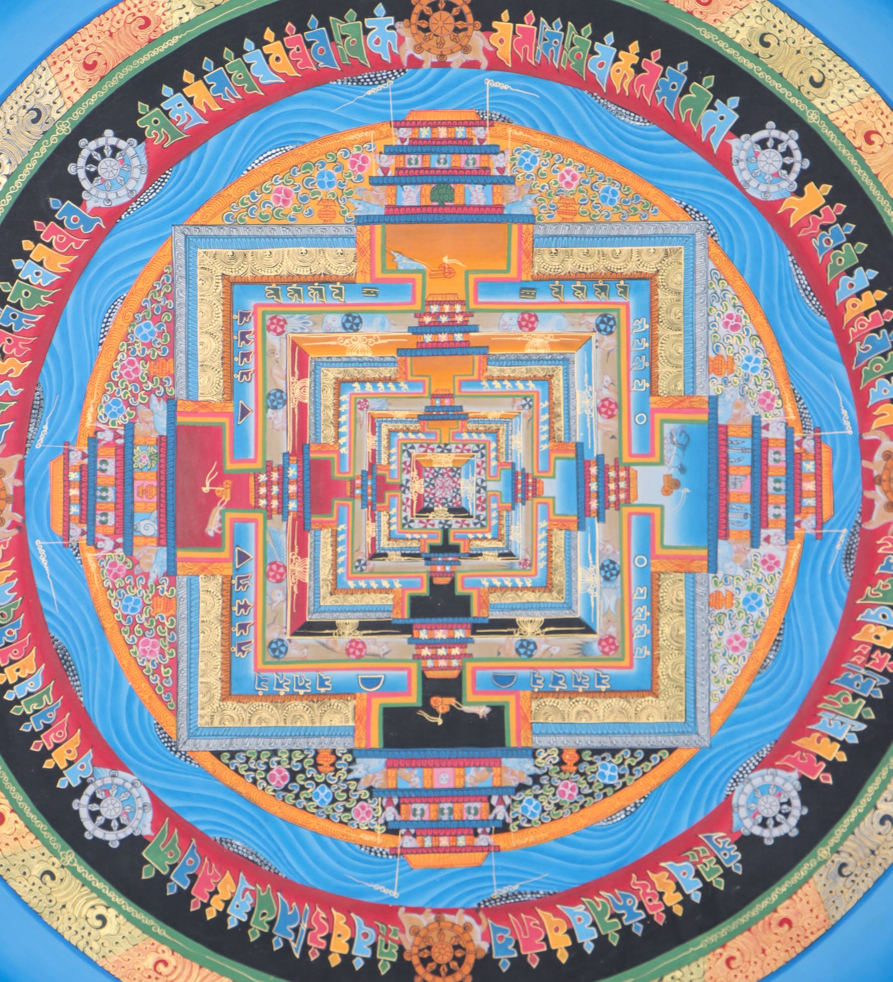 Kalachakra Mandala Thangka Painting for meditation and wall decor. 