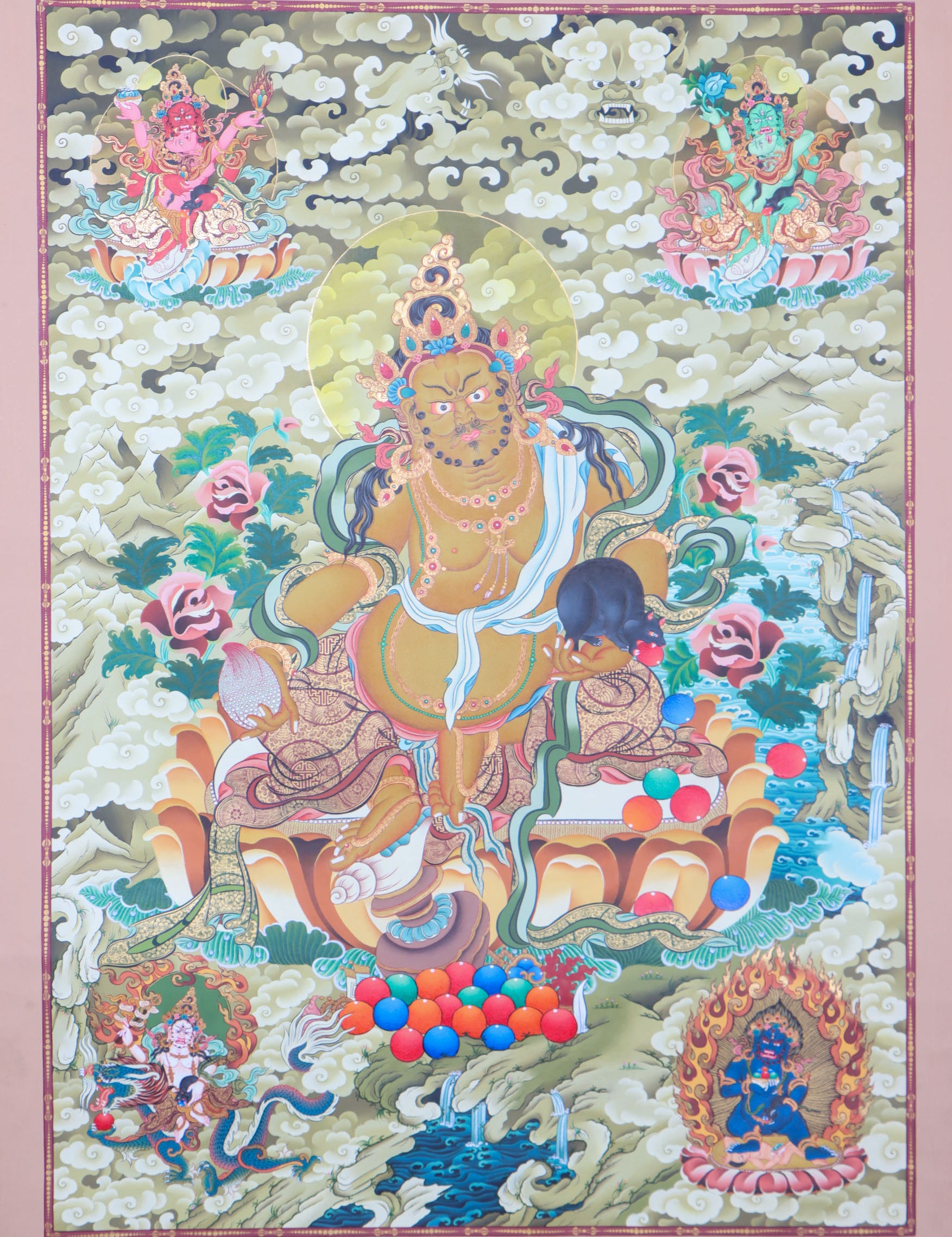 Zambala Thangka for wealth and fortune in Tibetan Buddhism.