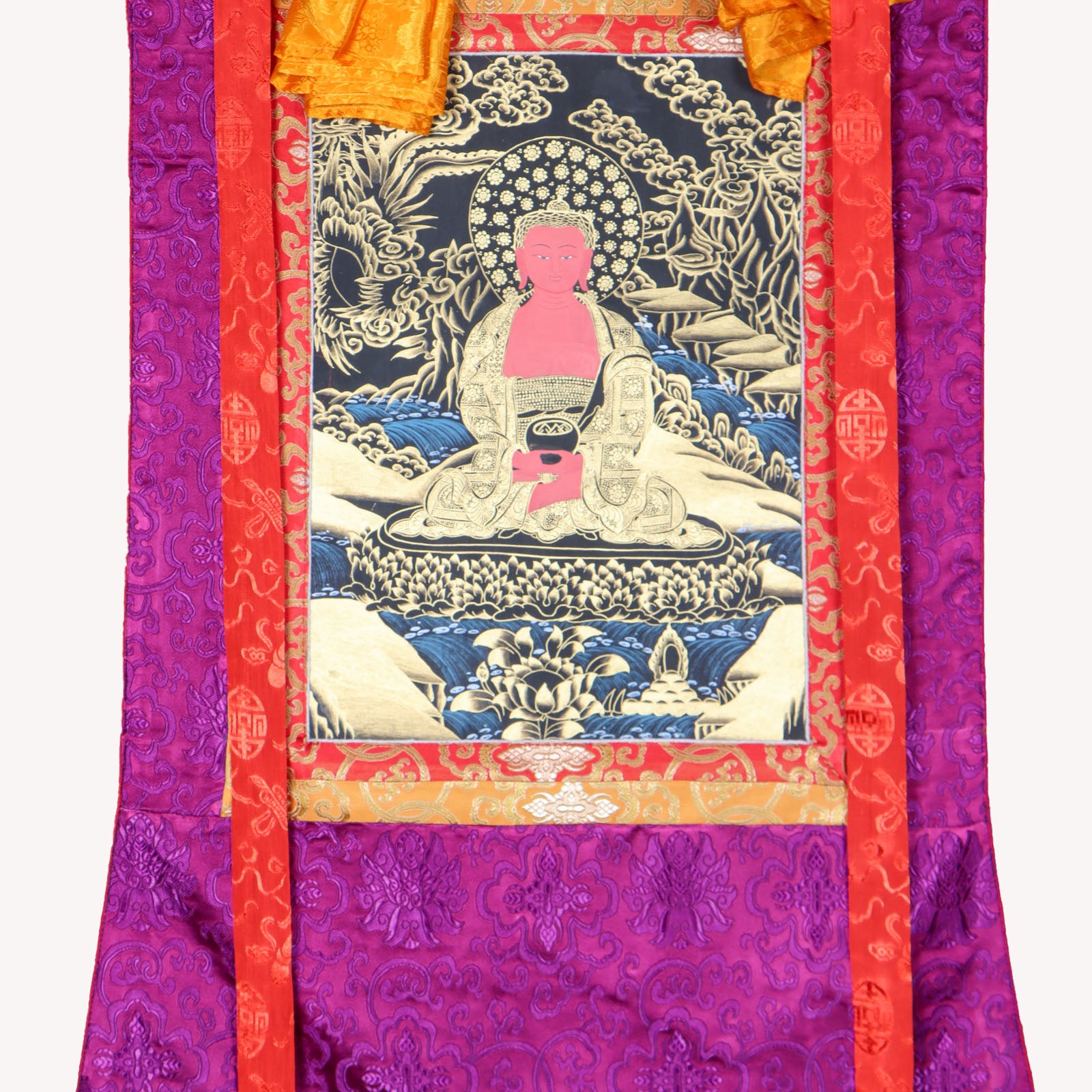 Shakyamuni Buddha Brocade Thangka for meditation.