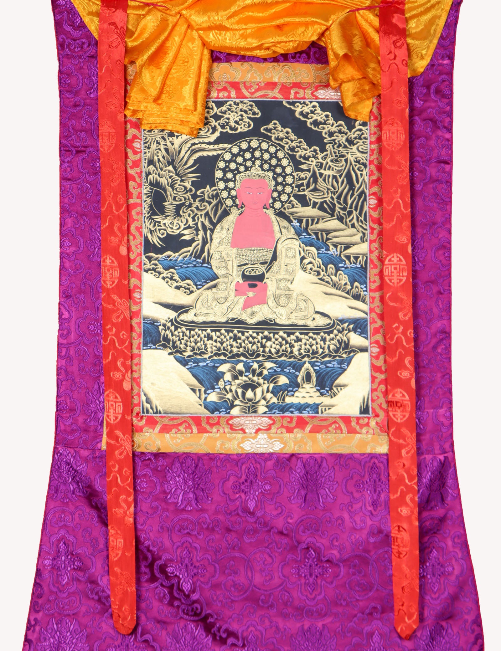 Shakyamuni Buddha Brocade Thangka for meditation.