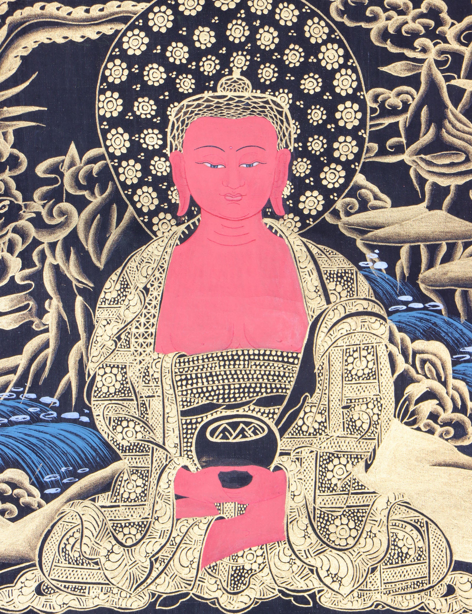 Shakyamuni Buddha Brocade Thangka for meditation.