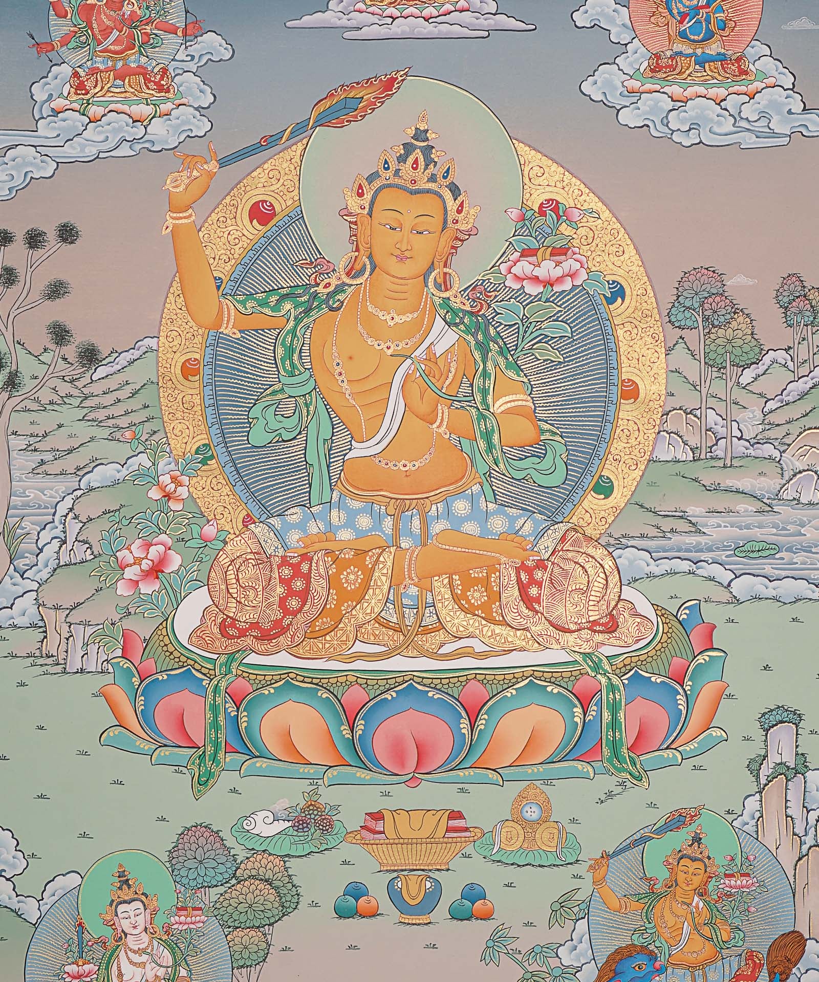 Manjushree Thangka Painting - Wall hanging decor