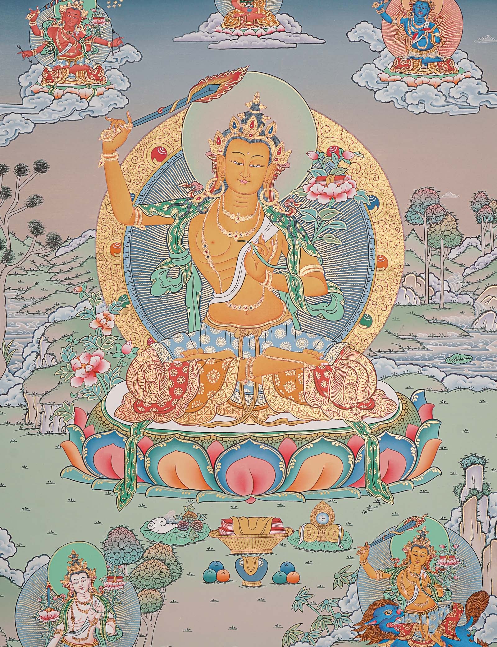 Manjushree Thangka Painting - Wall hanging decor