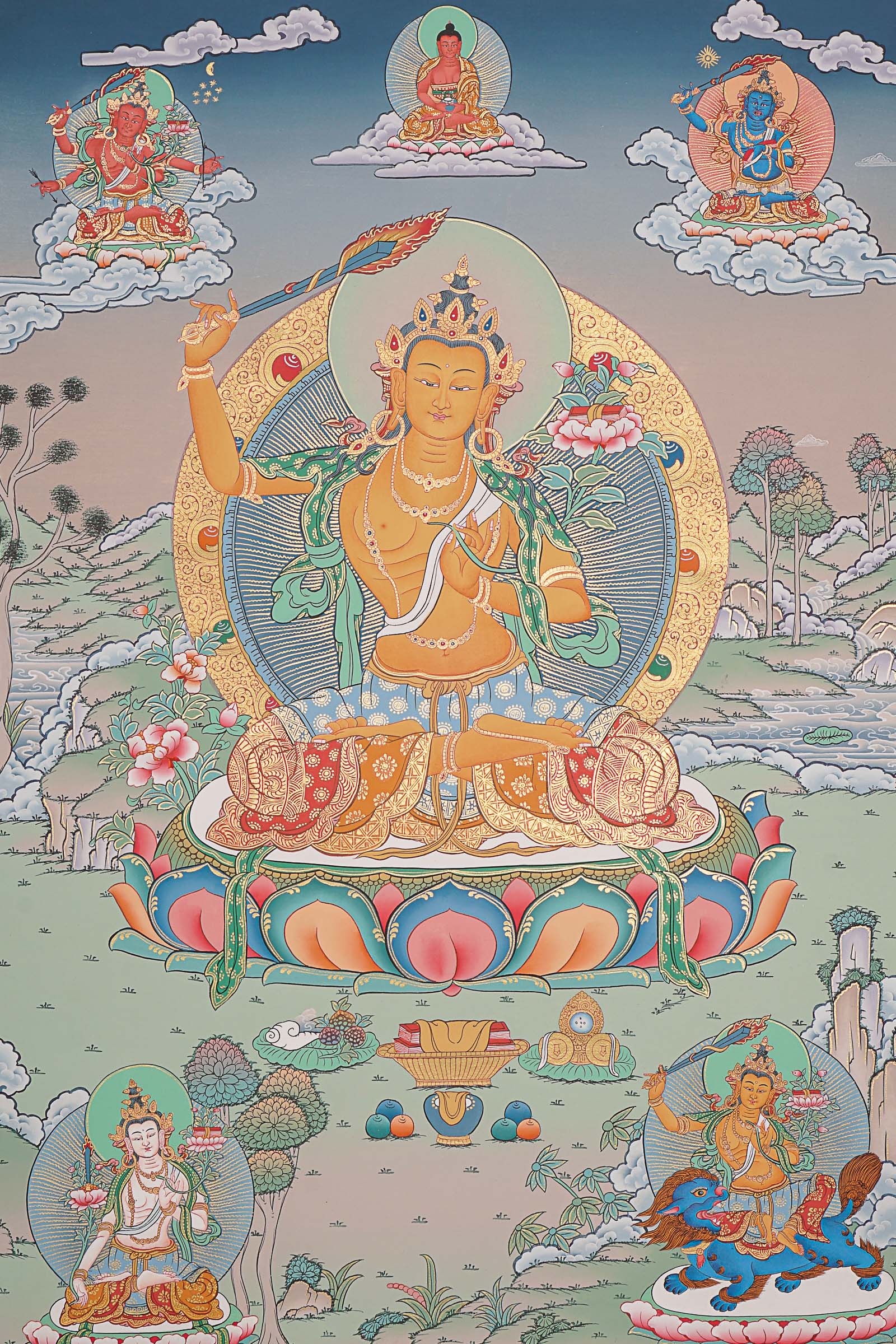 Manjushree Thangka Painting - Wall hanging decor