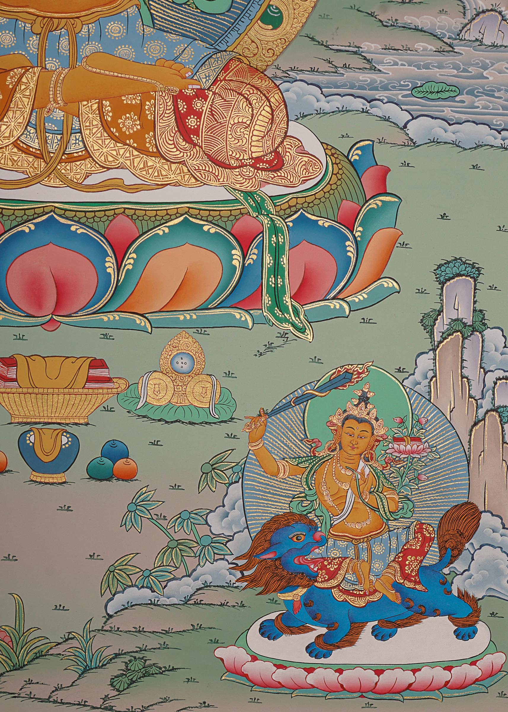 Manjushree Thangka Painting - Wall hanging decor