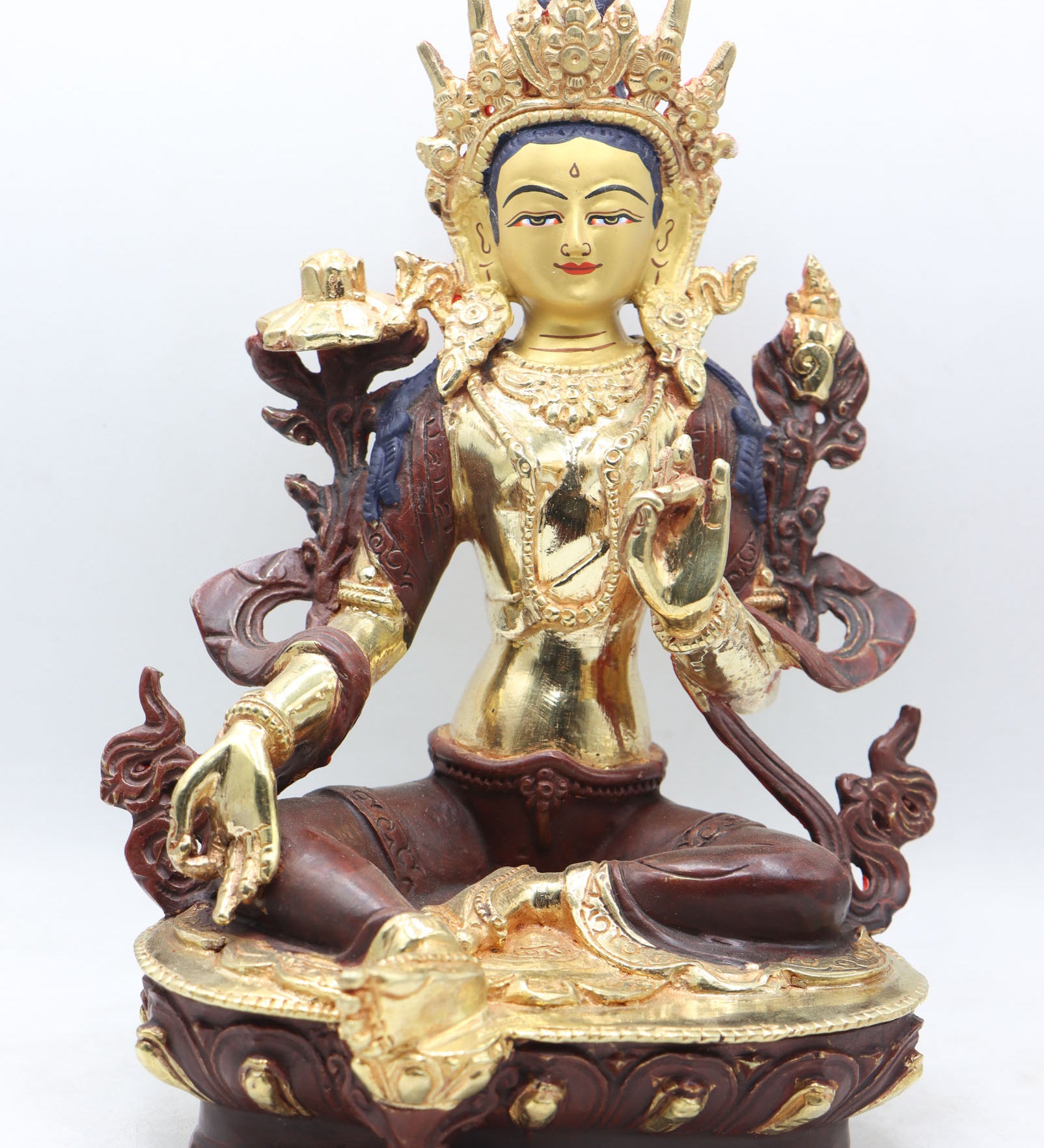 Green Tara Statue for prayer and meditation .