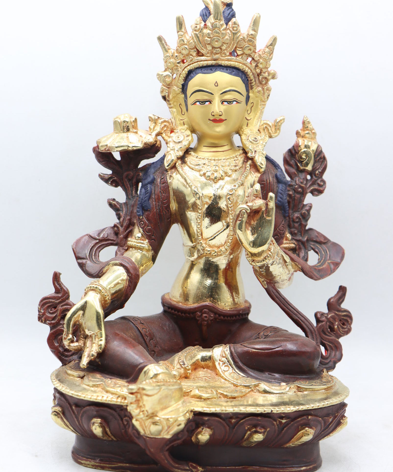 Green Tara Statue for prayer and meditation .