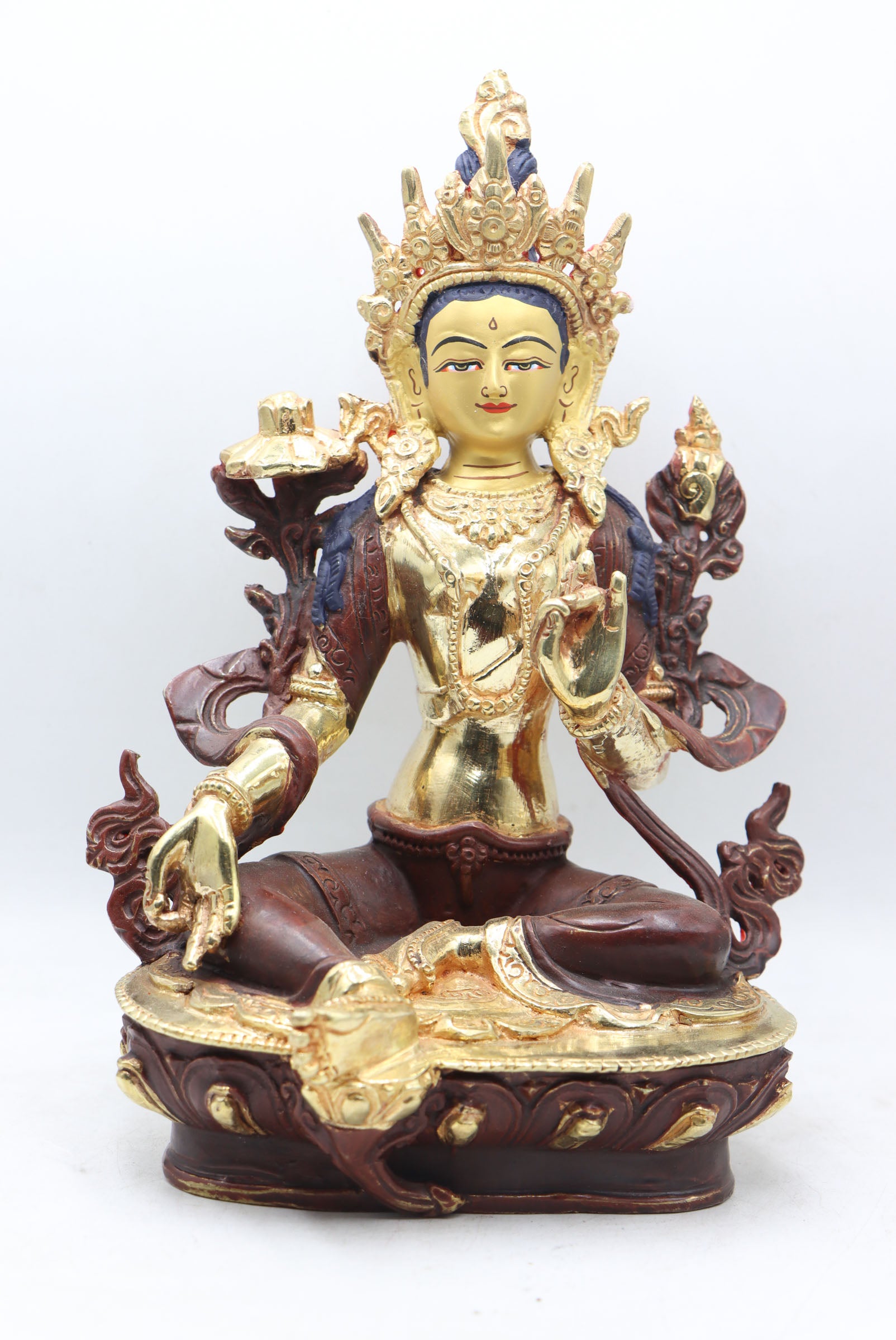 Green Tara Statue for prayer and meditation .