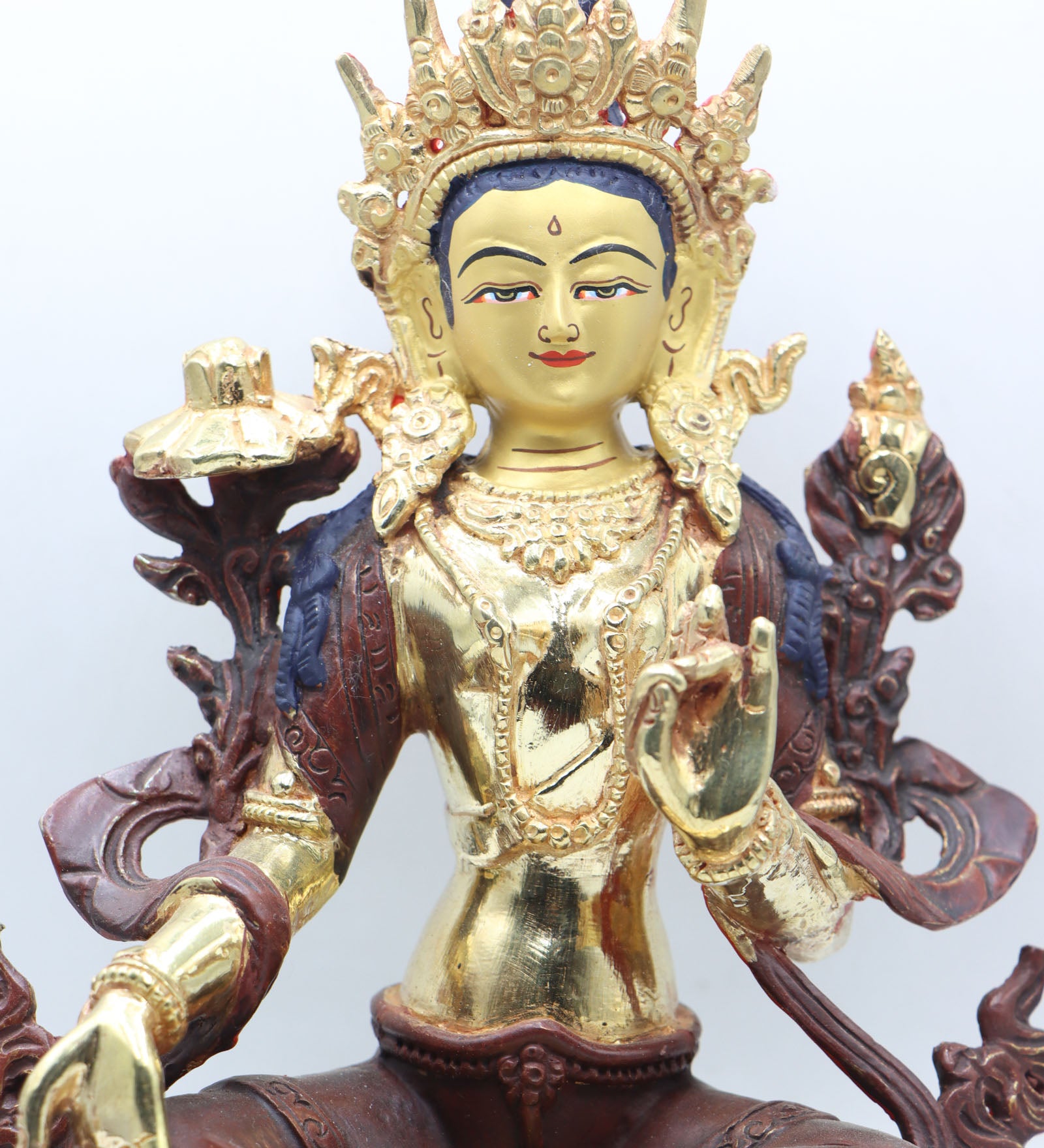 Green Tara Statue for prayer and meditation .