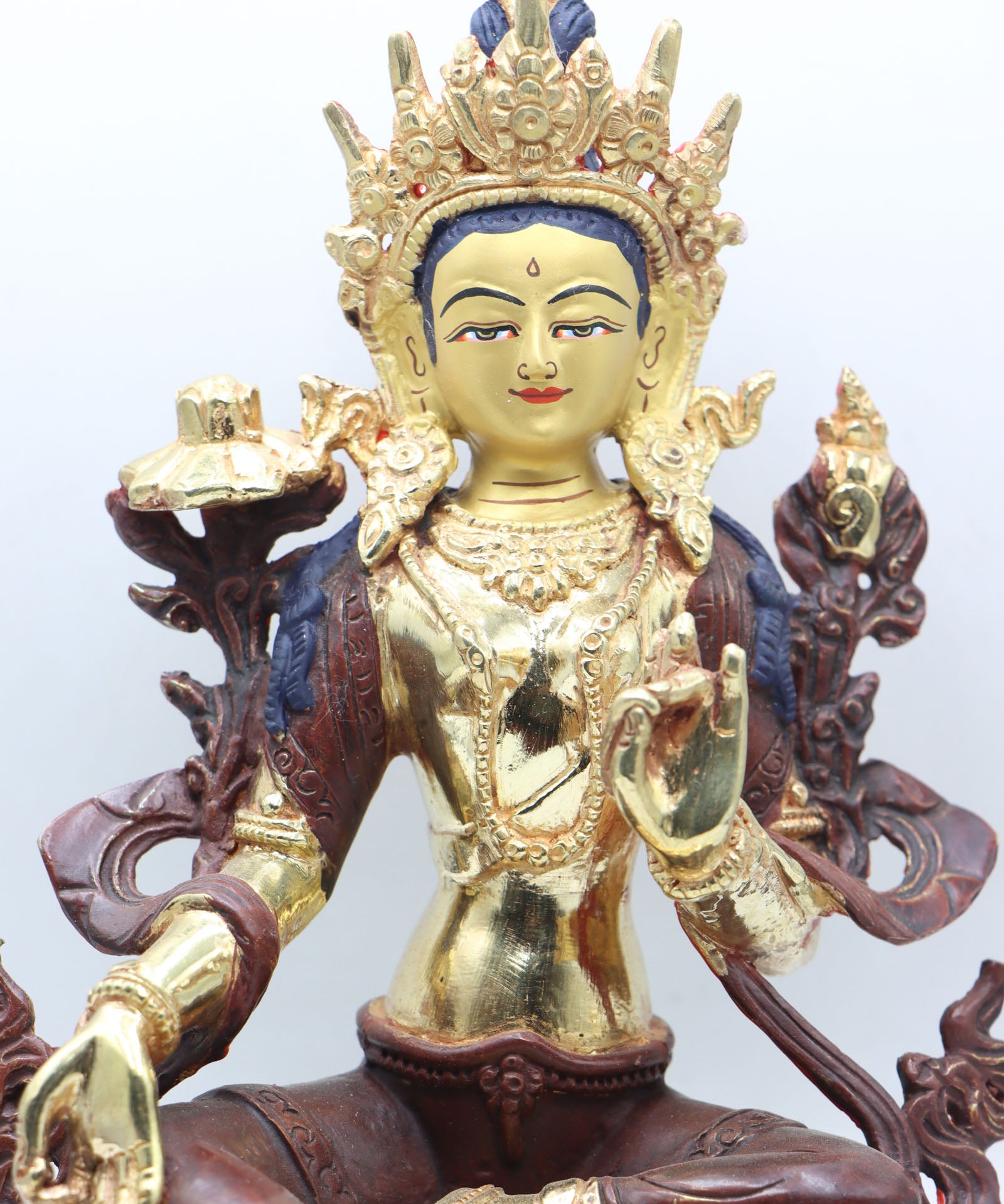 Green Tara Statue for prayer and meditation .