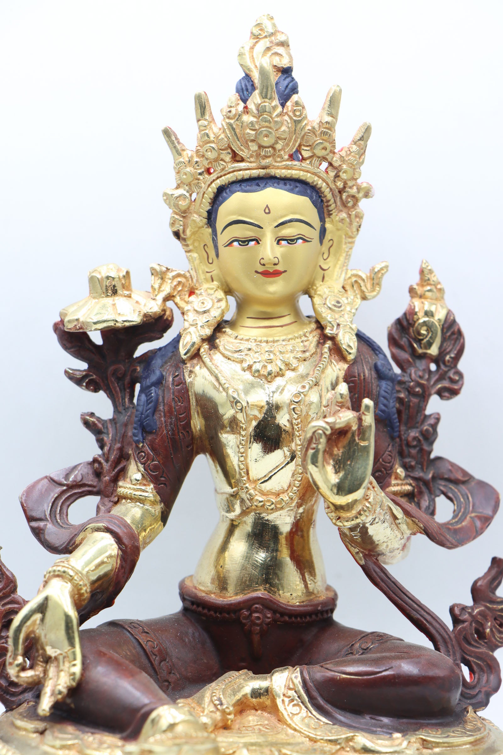 Green Tara Statue for prayer and meditation .