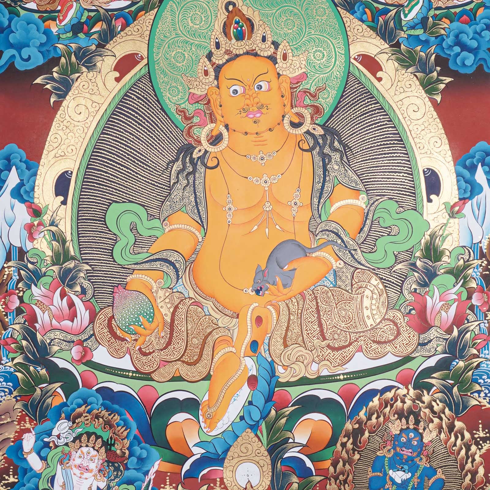 Pancha Zambala Thangka  - Handpainted Painting