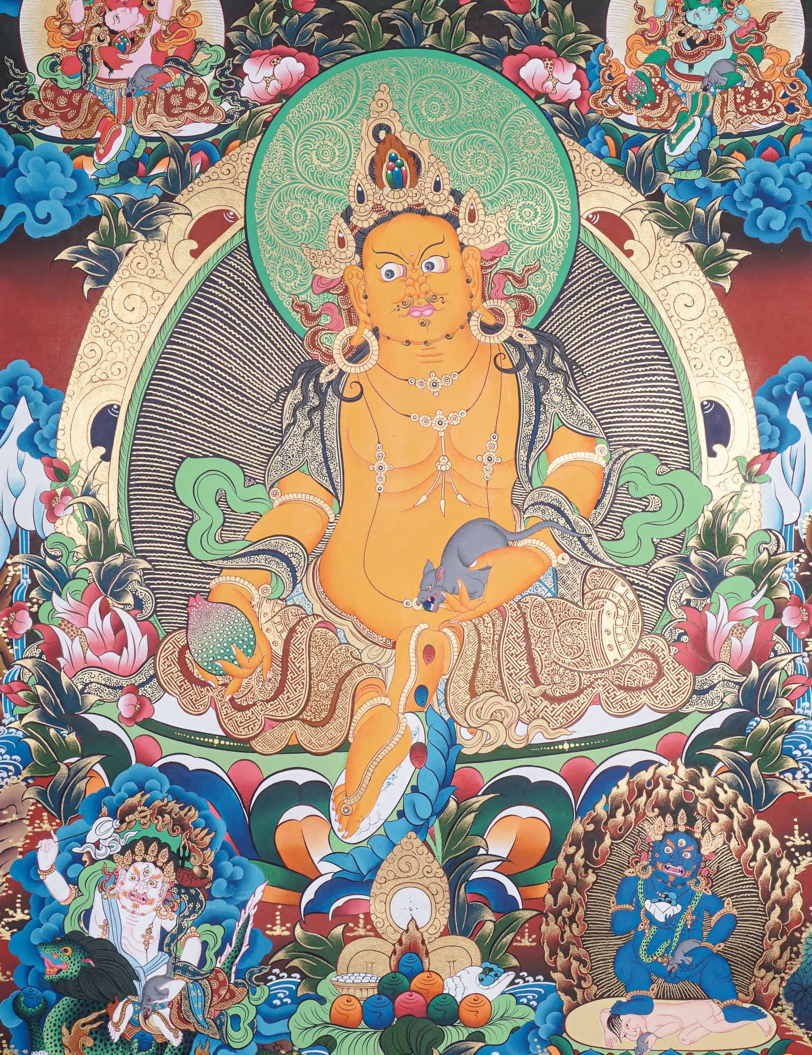 Pancha Zambala Thangka  - Handpainted Painting