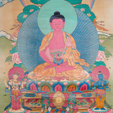 Antique Amitabha Buddha Thangka - Tibetan Painting 