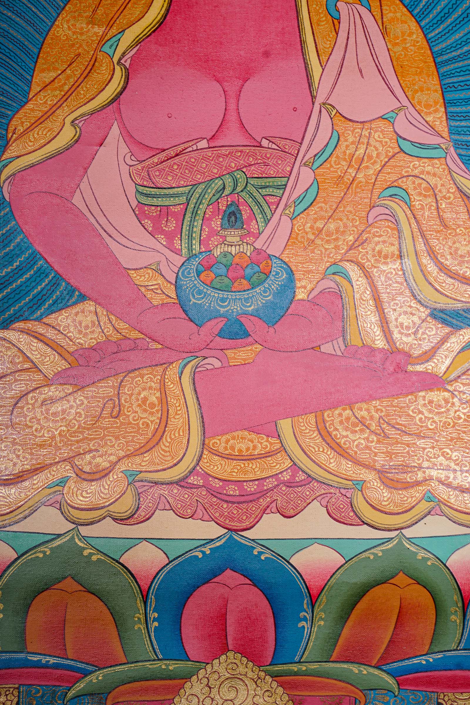 Antique Amitabha Buddha Thangka - Tibetan Painting