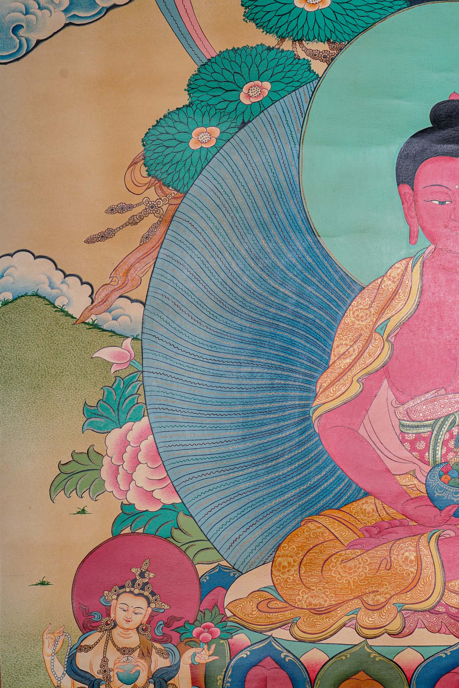 Antique Amitabha Buddha Thangka - Tibetan Painting