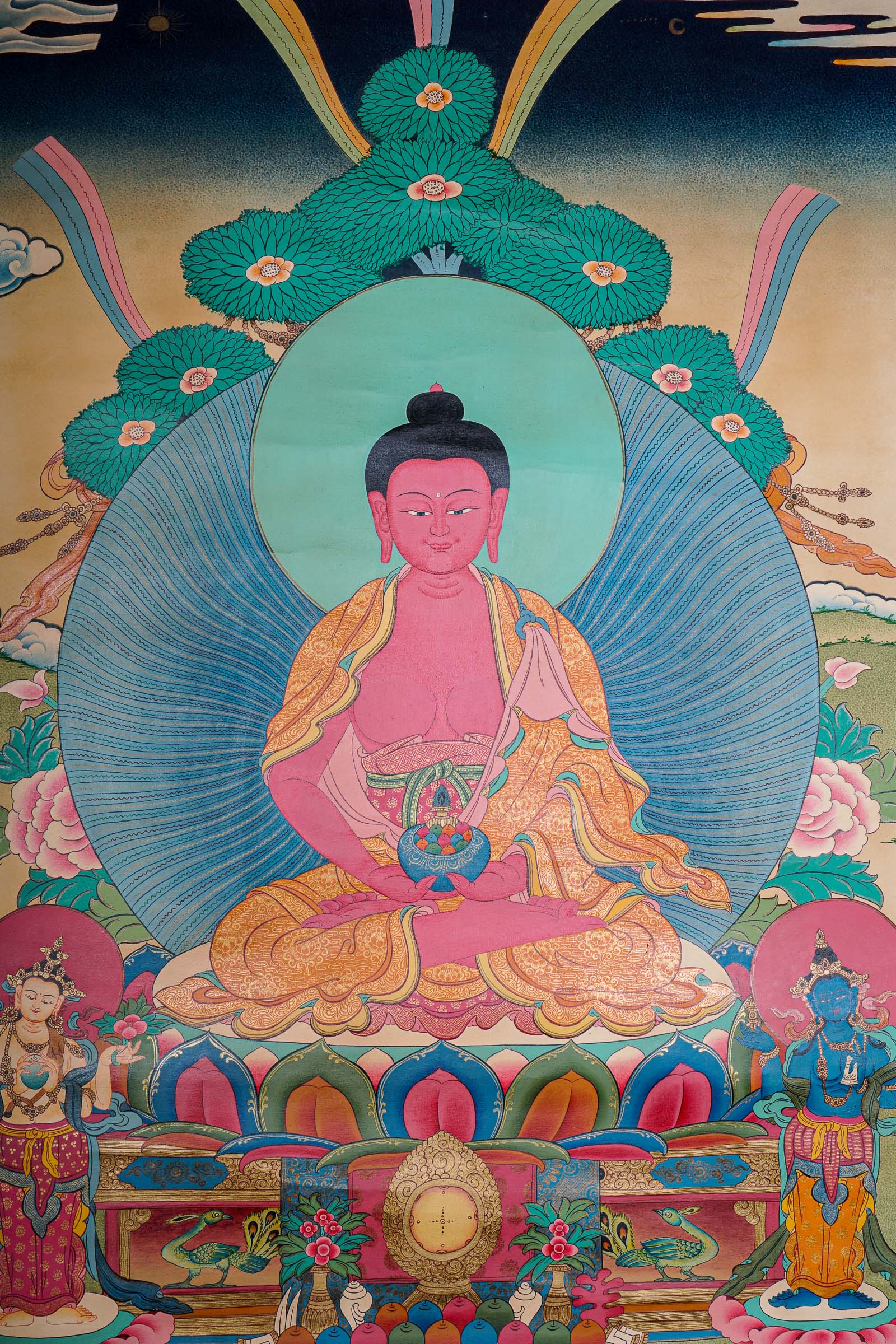 Antique Amitabha Buddha Thangka - Tibetan Painting