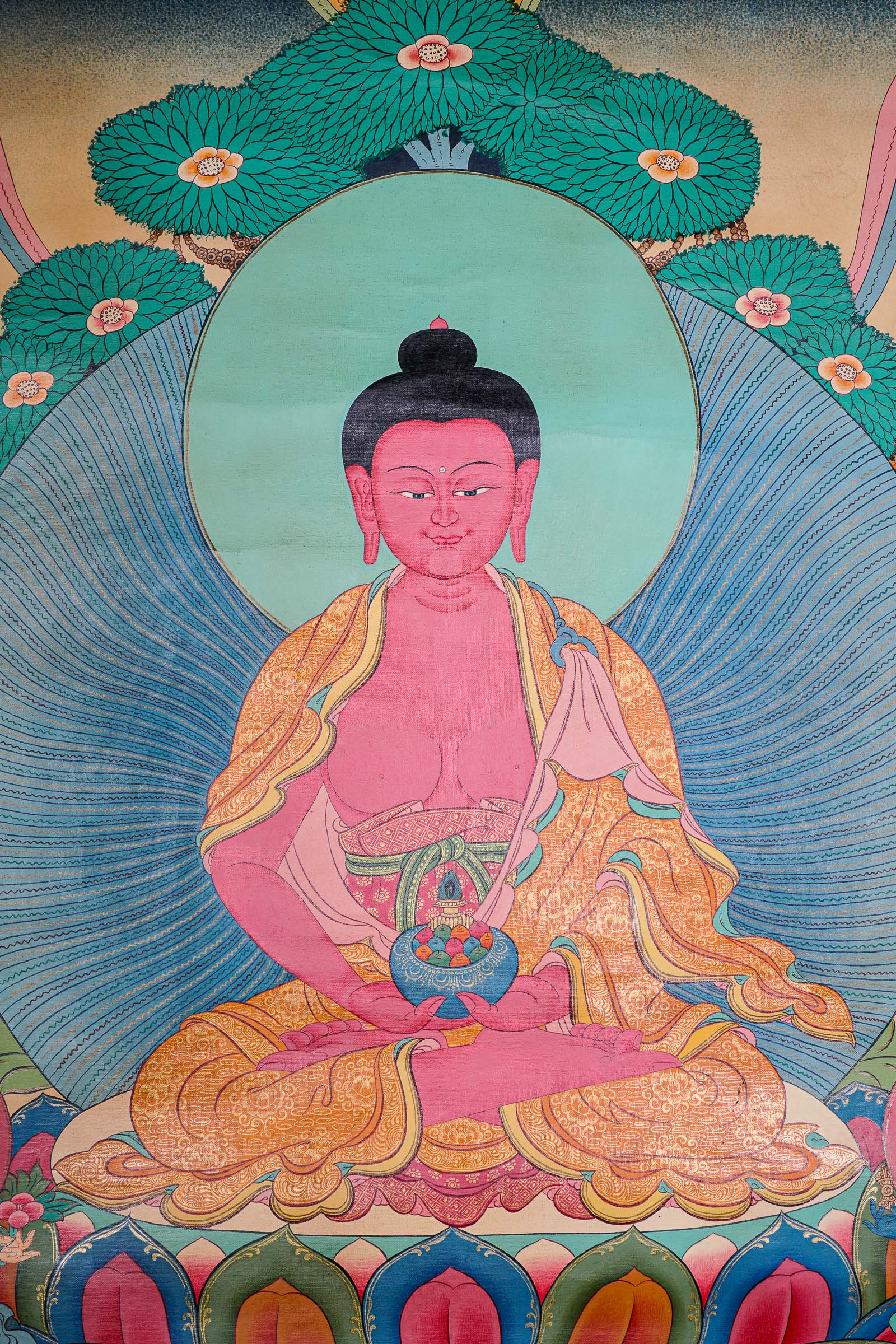 Antique Amitabha Buddha Thangka - Tibetan Painting