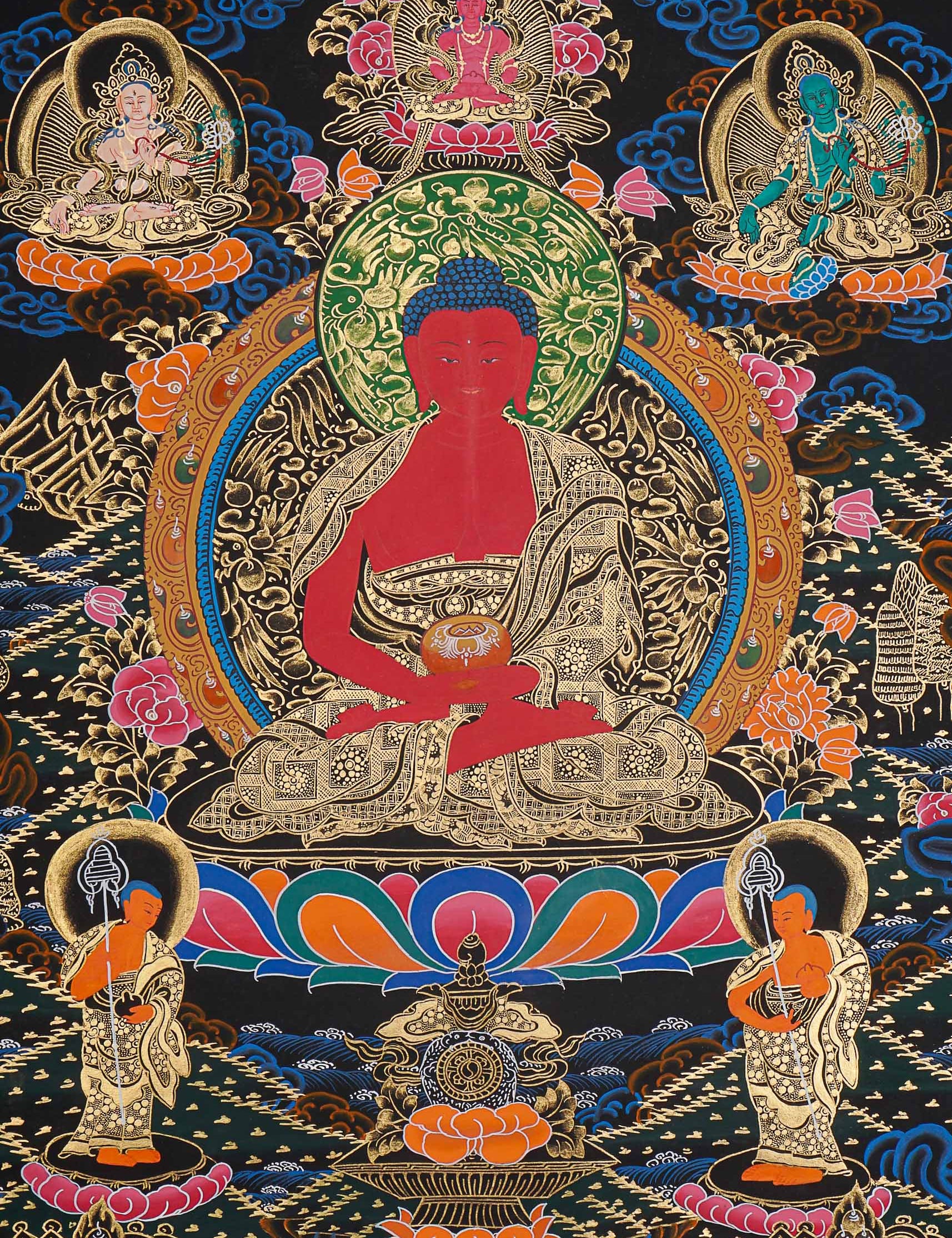 Amitabha Buddha Thangka - Handpainted Art