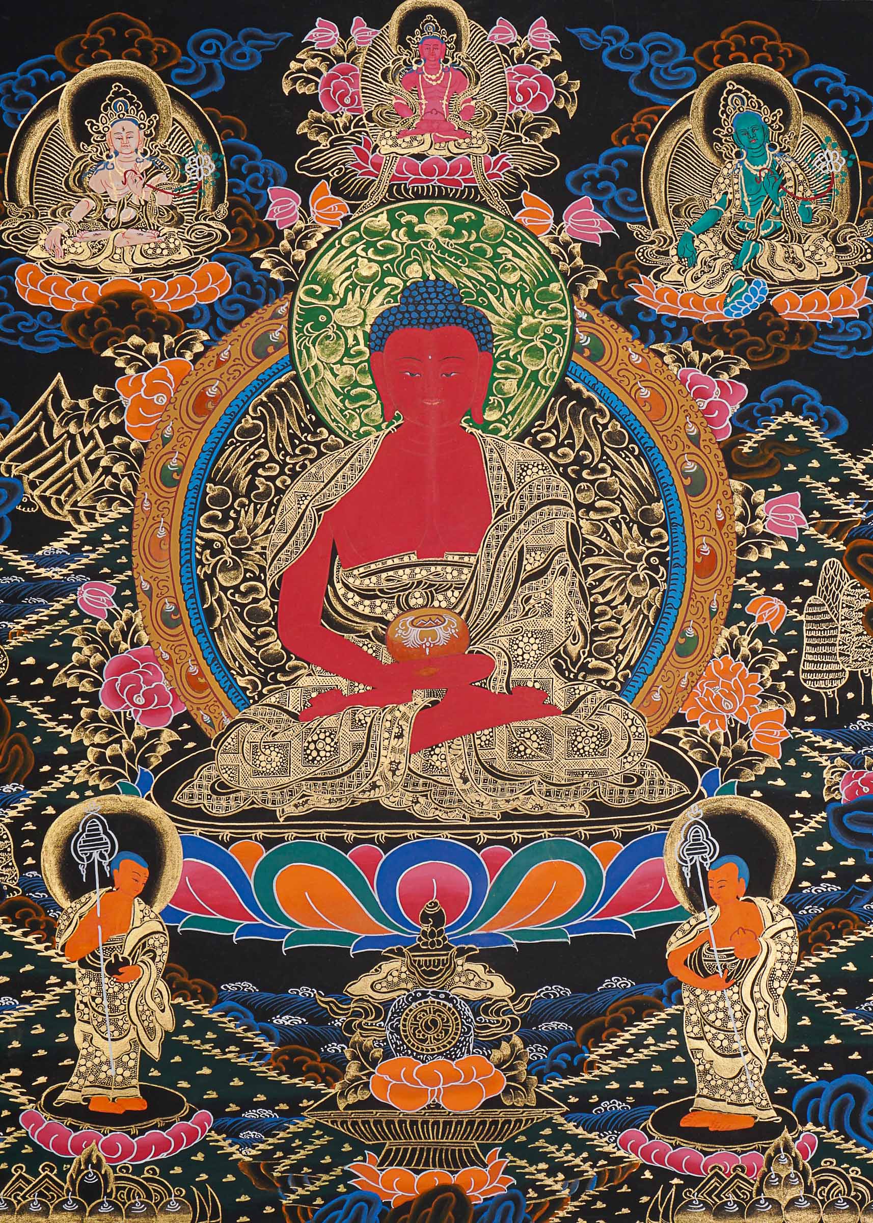 Amitabha Buddha Thangka - Handpainted Art