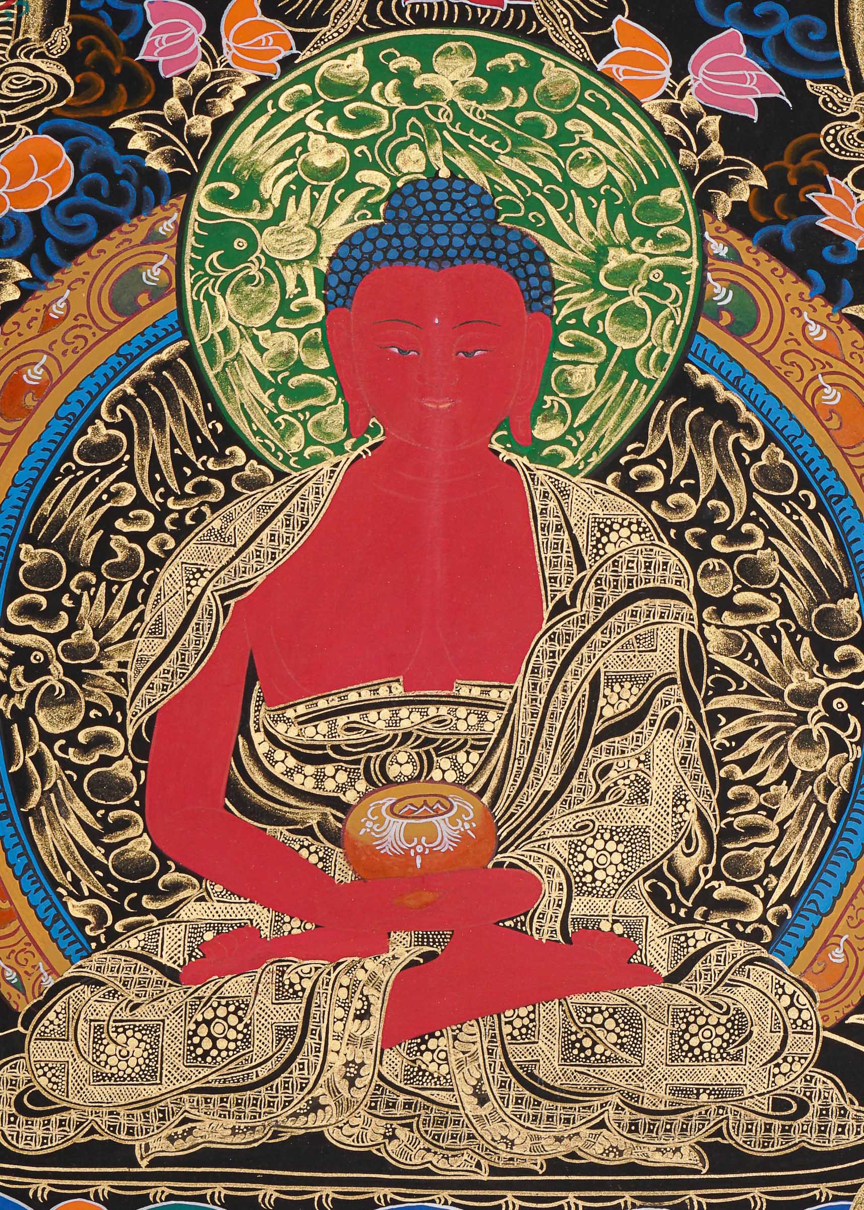 Amitabha Buddha Thangka - Handpainted Art