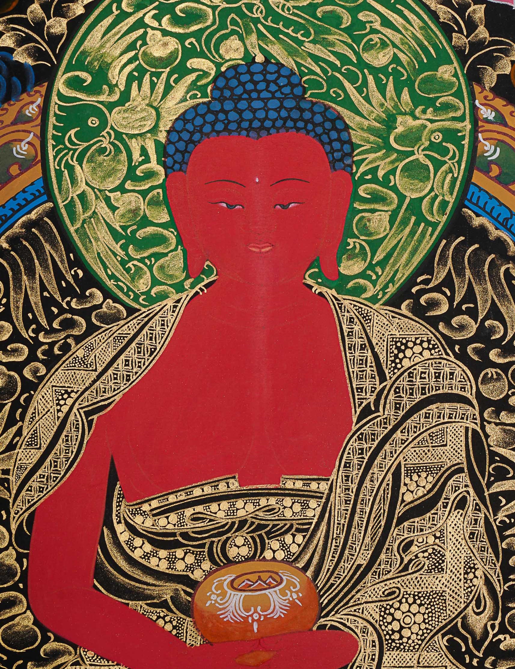 Amitabha Buddha Thangka - Handpainted Art