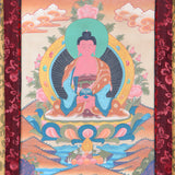 Amitabha Brocade Thangka Painting for rituals and ceremonies.