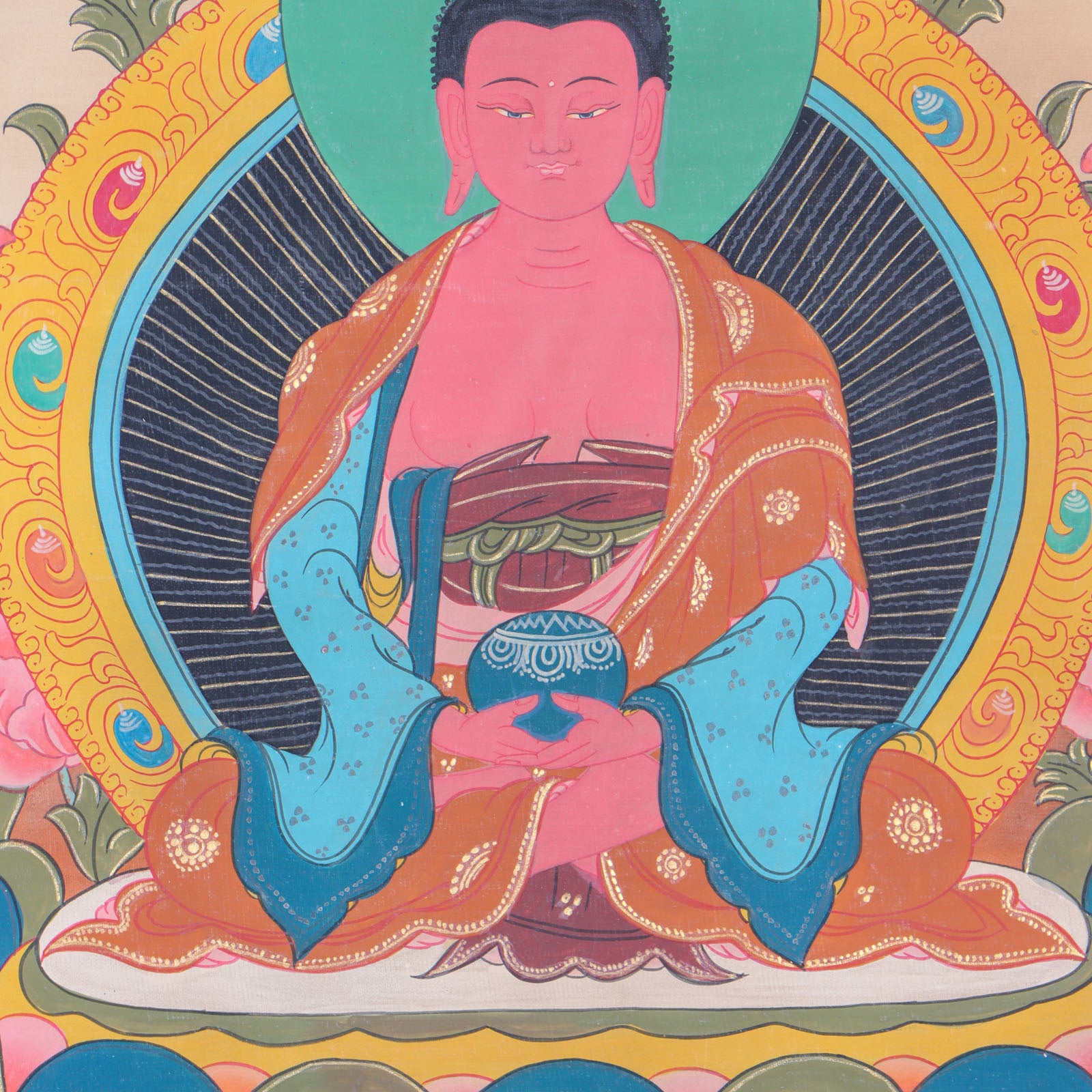 Amitabha Brocade Thangka Painting for rituals and ceremonies.