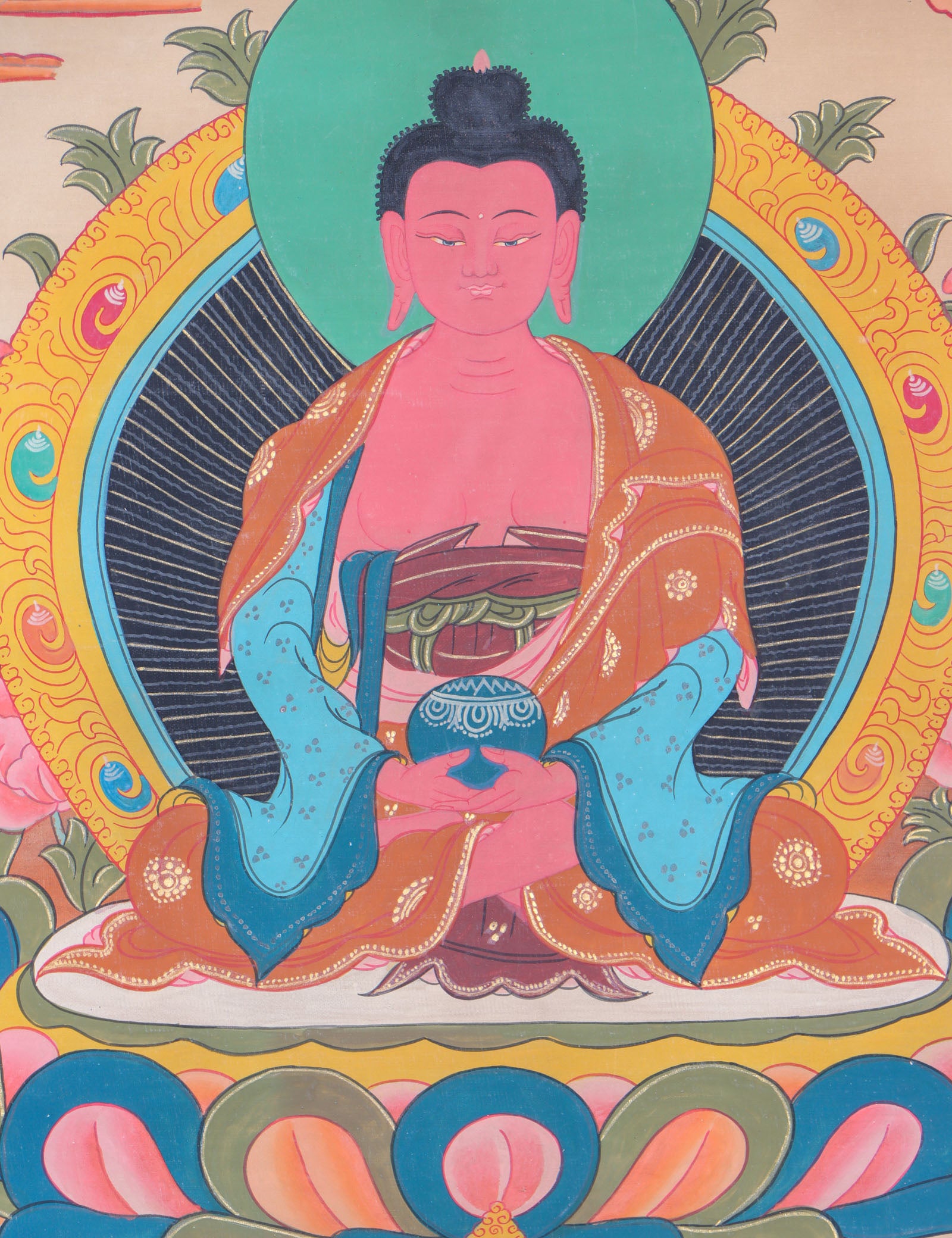 Amitabha Brocade Thangka Painting for rituals and ceremonies.