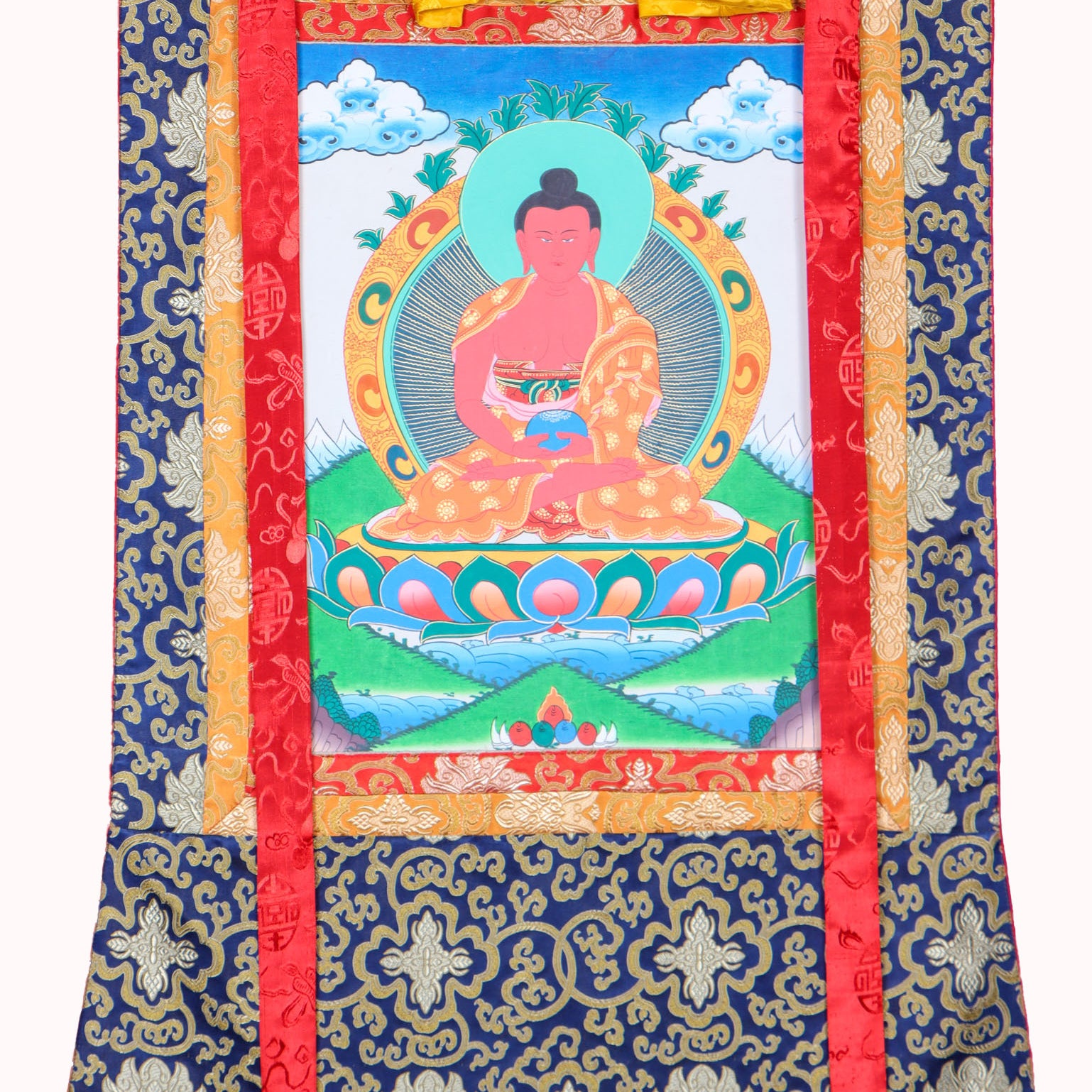 Amitabha Brocade Thangka Painting for spirituality.