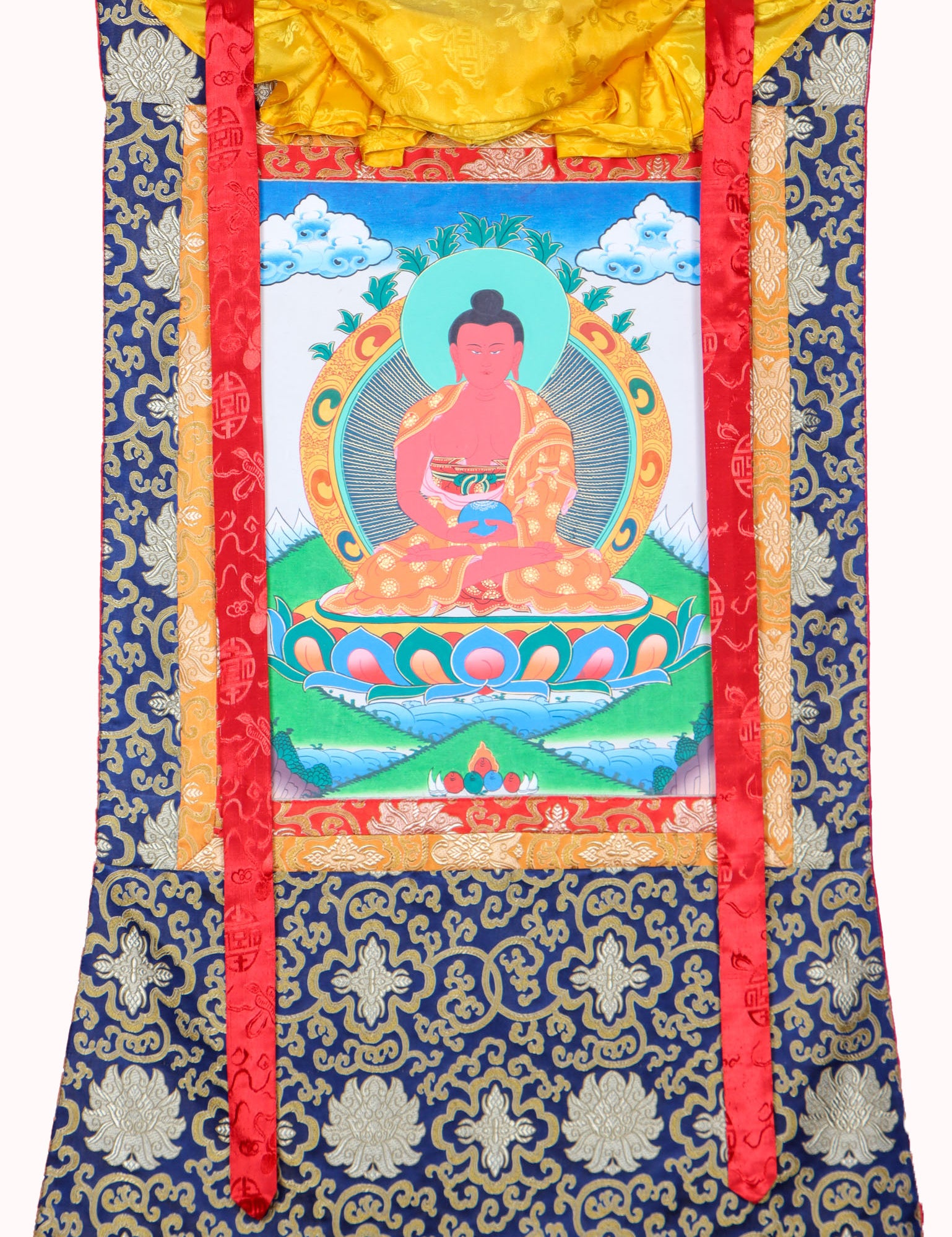 Amitabha Brocade Thangka Painting for spirituality.