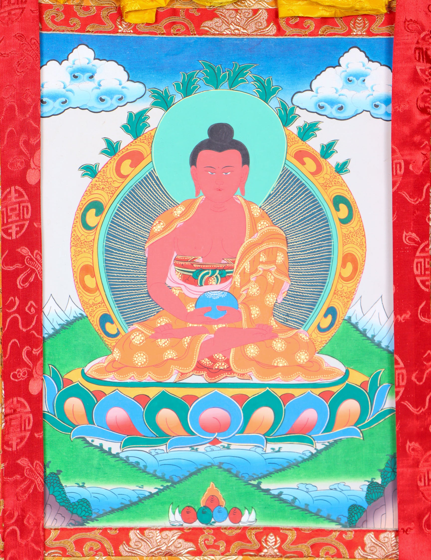 Amitabha Brocade Thangka Painting for spirituality.