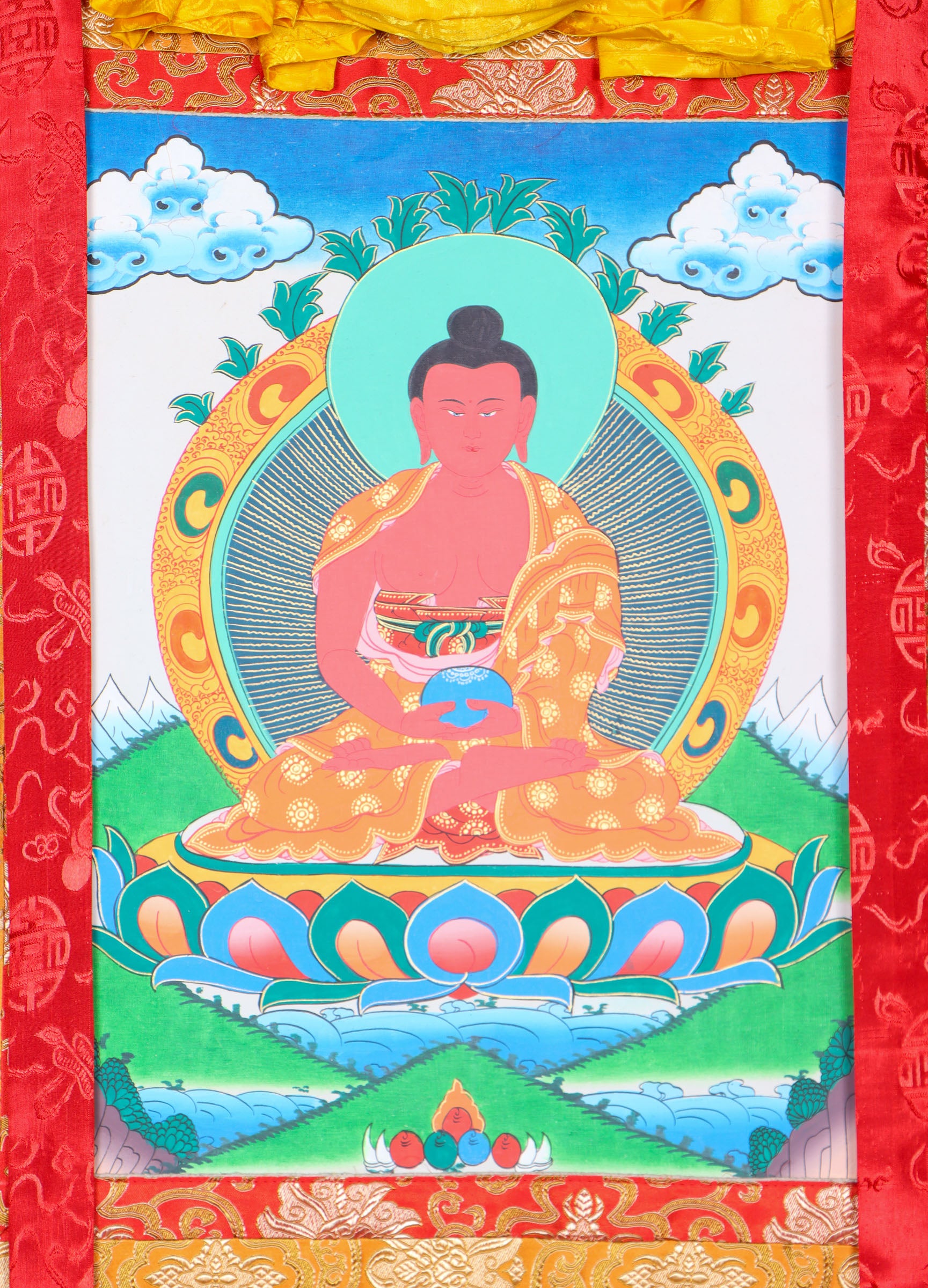 Amitabha Brocade Thangka Painting for spirituality.