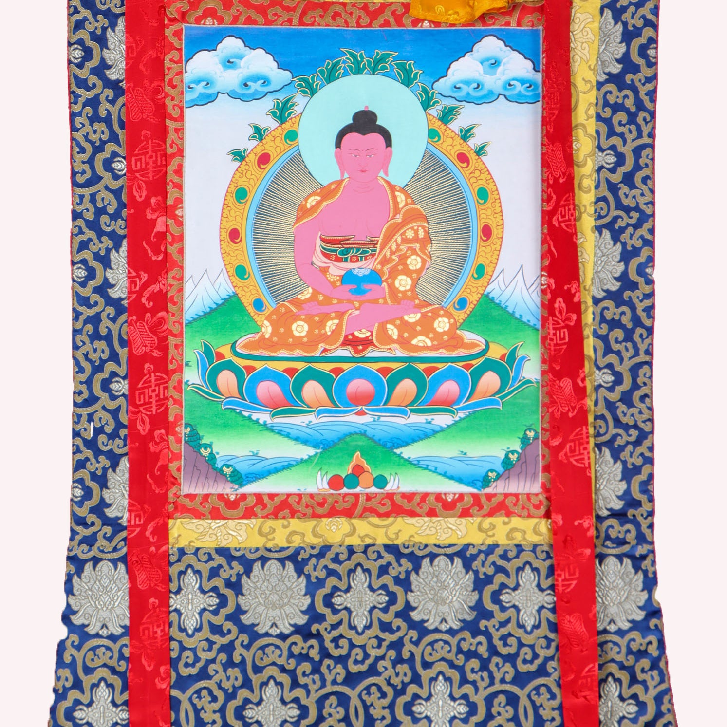 Amitabha Brocade Thangka Painting for meditation.