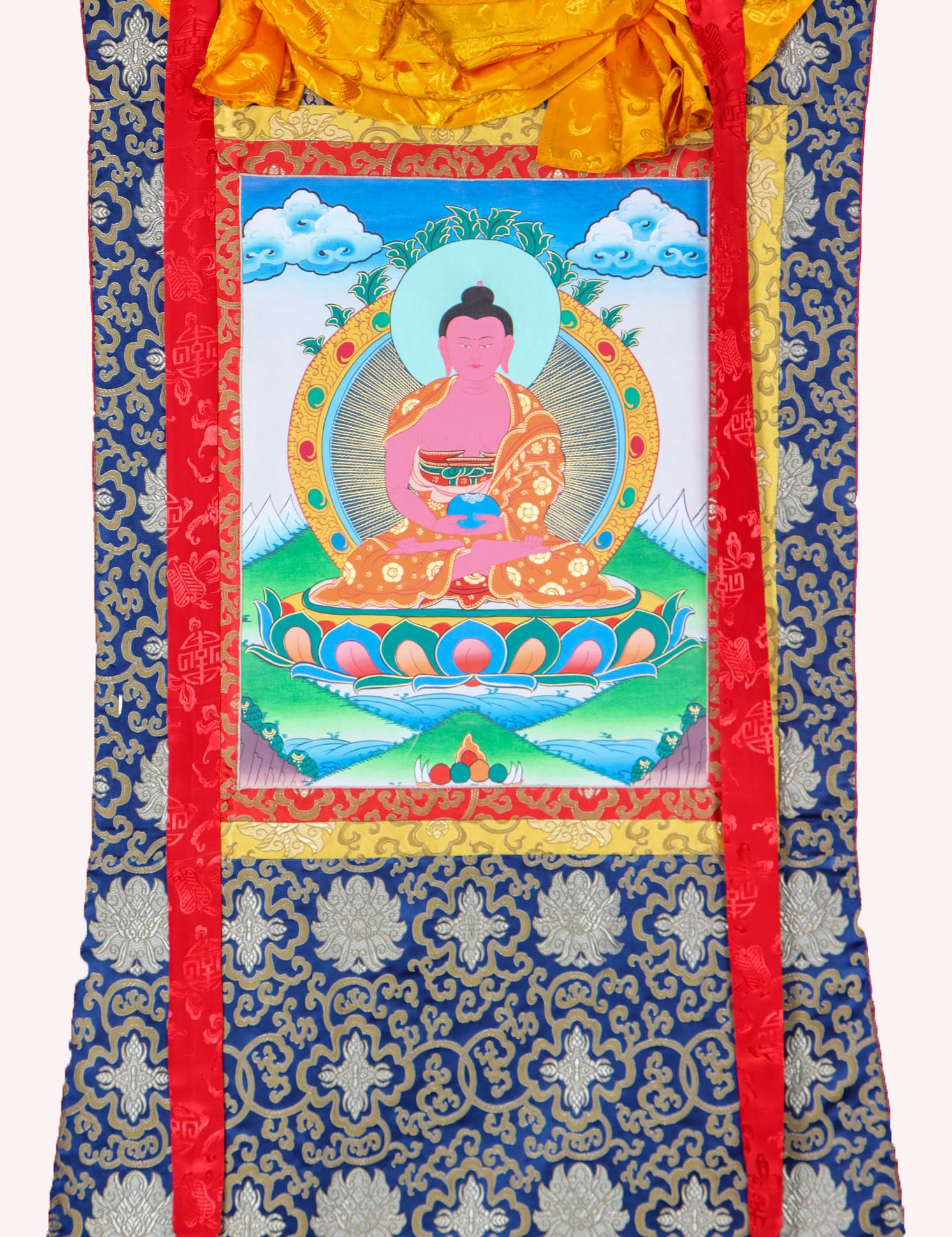 Amitabha Brocade Thangka Painting for meditation.