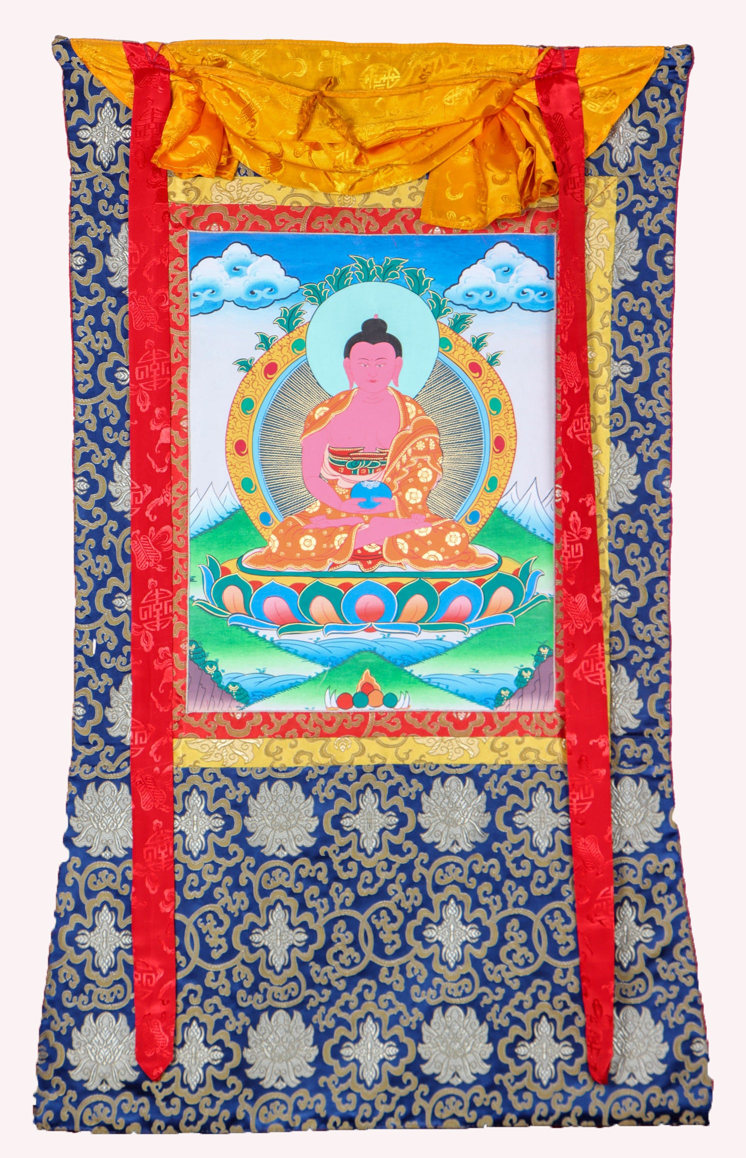 Amitabha Brocade Thangka Painting for meditation.